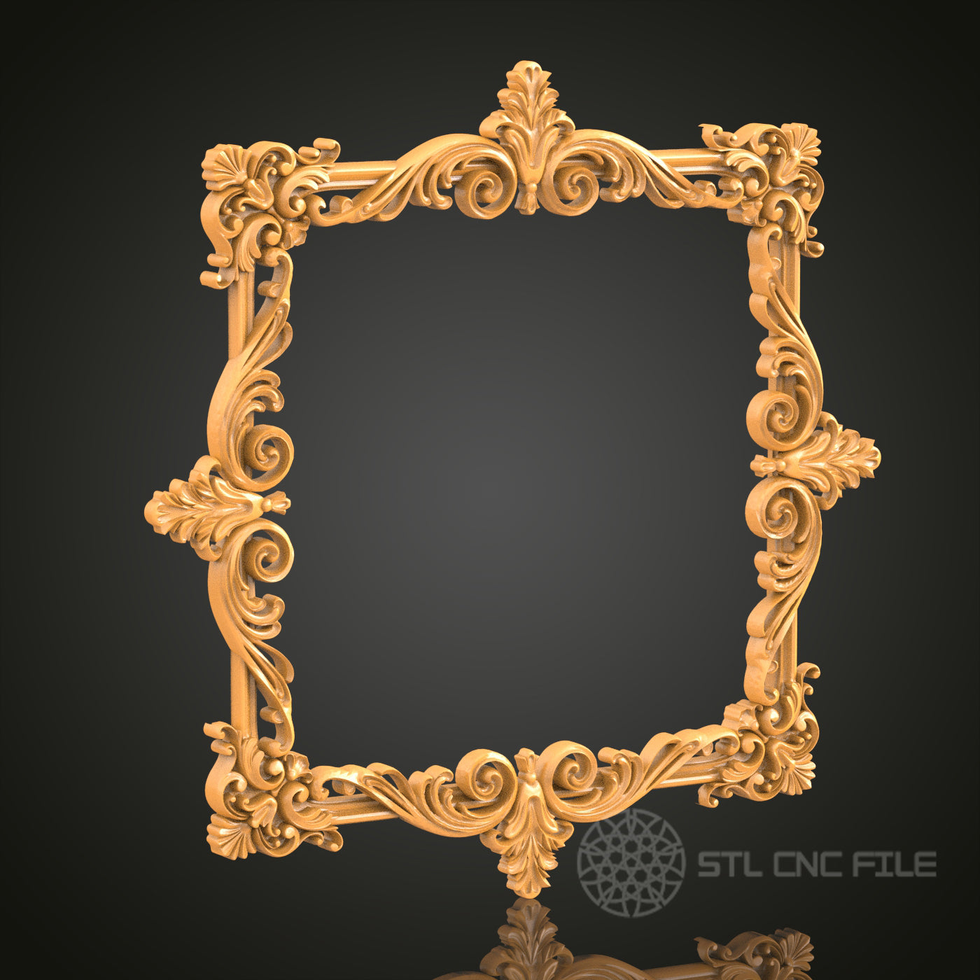 Lavish Floral Swirl Square Frame STL Model – Perfect for CNC and 3D Printing Decor