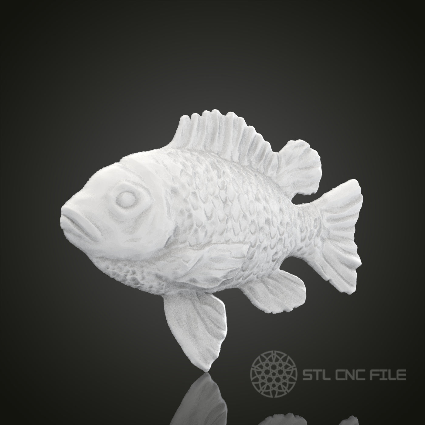 Detailed Fish STL Model for CNC Router Engraver | Artcam & Aspire Compatible | 3D Printer Ready | Wood Art Wall Decor