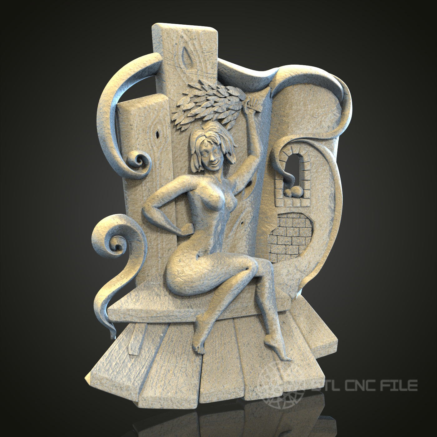 Artistic Female Figure STL Model for CNC and 3D Printing, Artcam, Aspire, Wall Decor