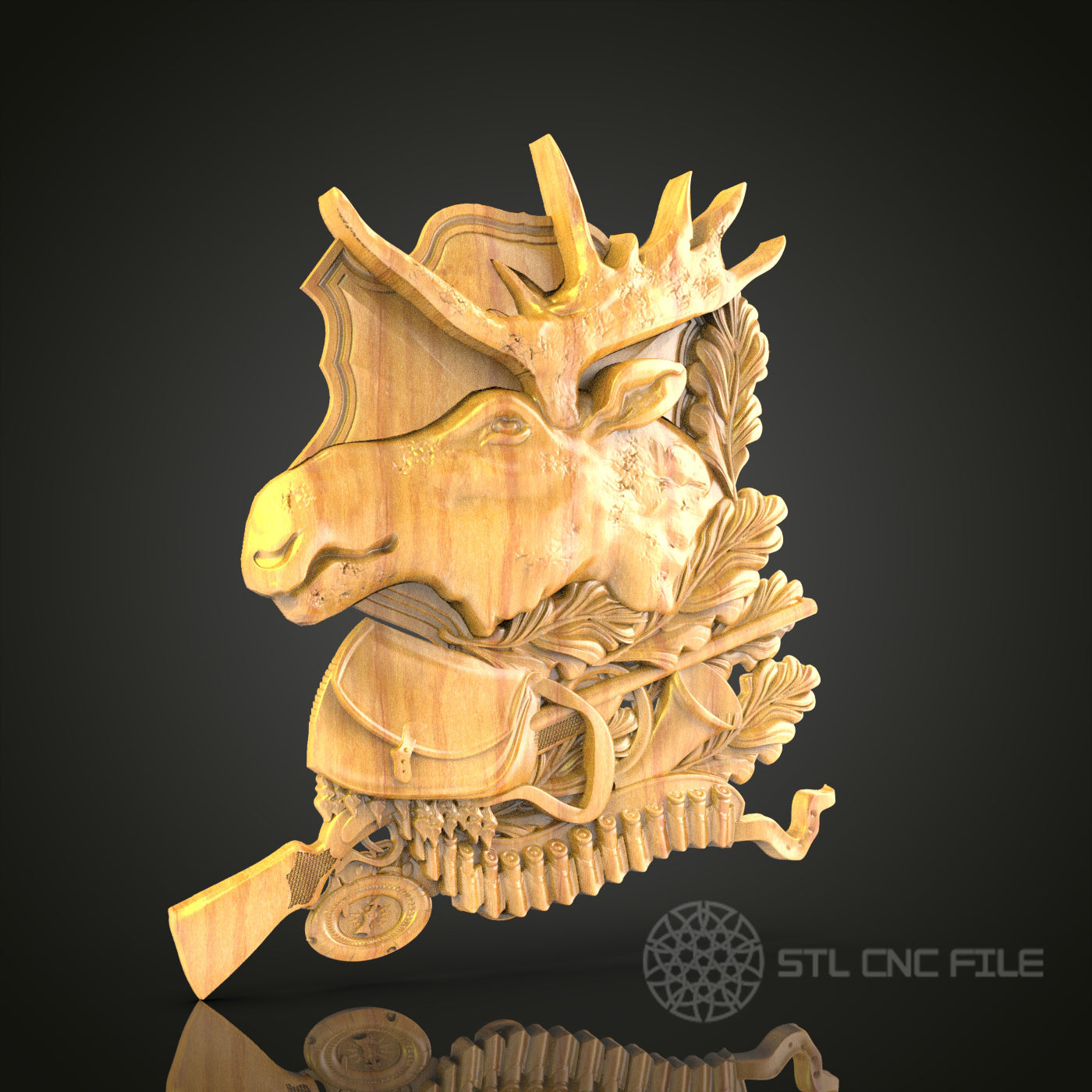 3D Moose Wall Art CNC Router File - STL Model for Wood, Artcam Aspire, CNC Engraver