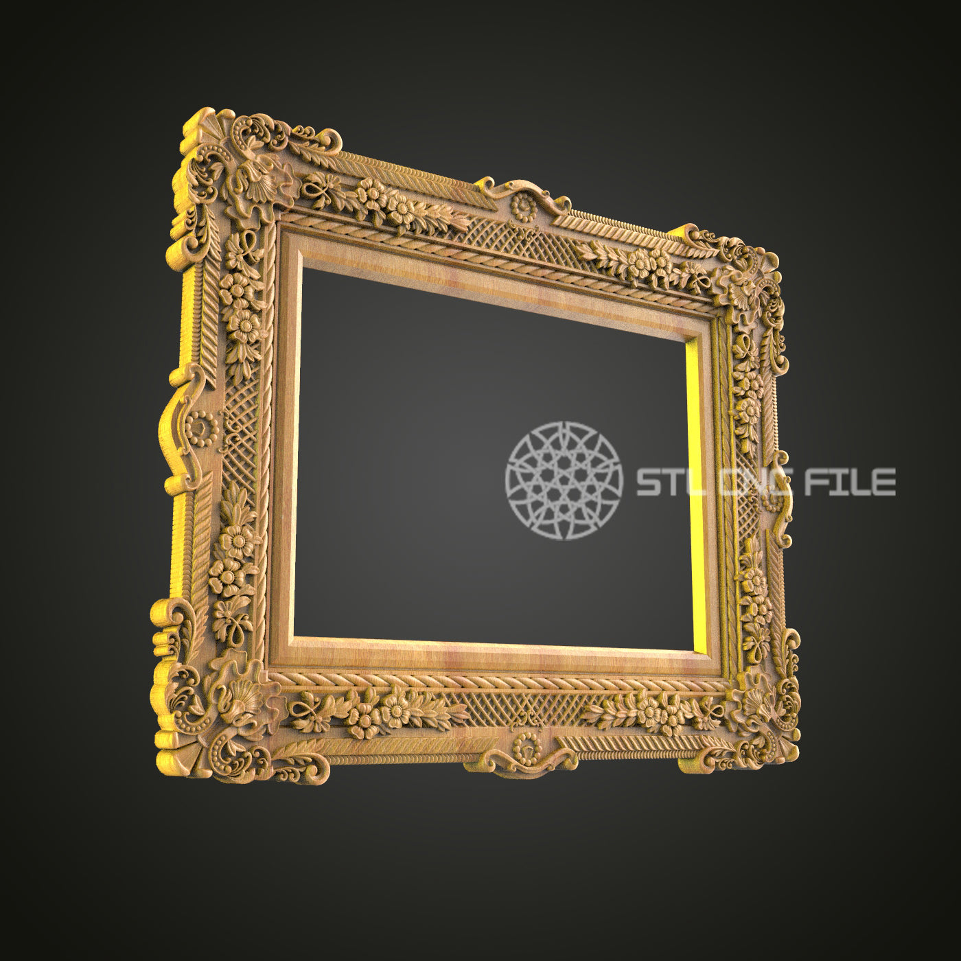 Vintage Style Detailed Frame STL File, CNC Carving for Artcam, Aspire, Ornate Wood Decor Pattern