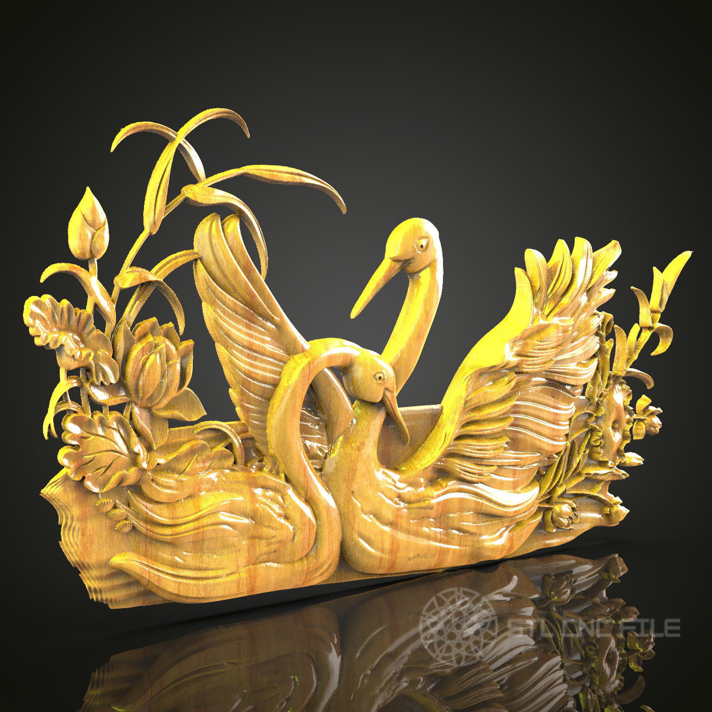 Elegant Swan Lake STL File for CNC Wood Carving – Ideal for Artcam, Aspire Enthusiasts & Home Decor