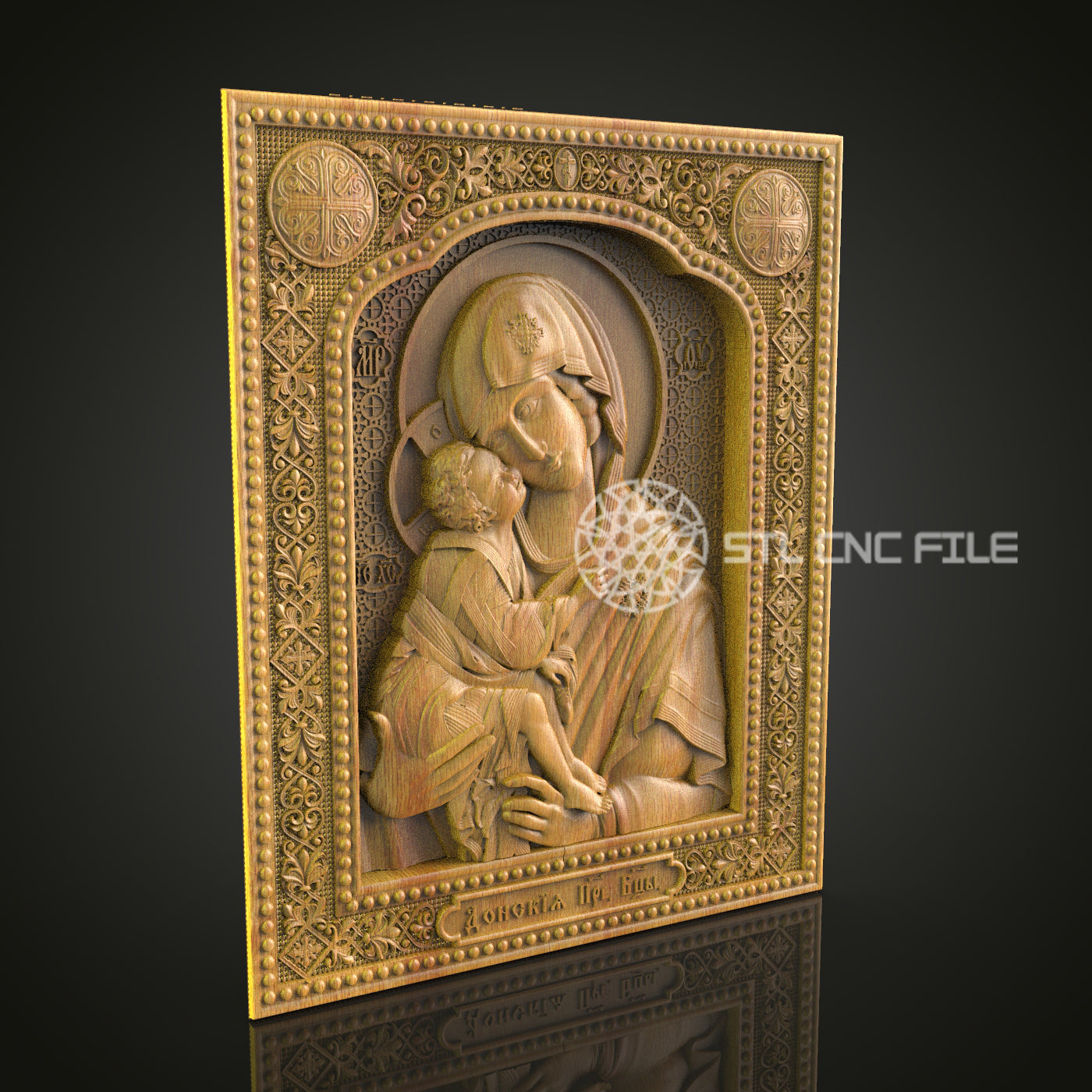 Mother and Child CNC STL File - Decorative Religious Icon, Spiritual Art, CNC Router Model