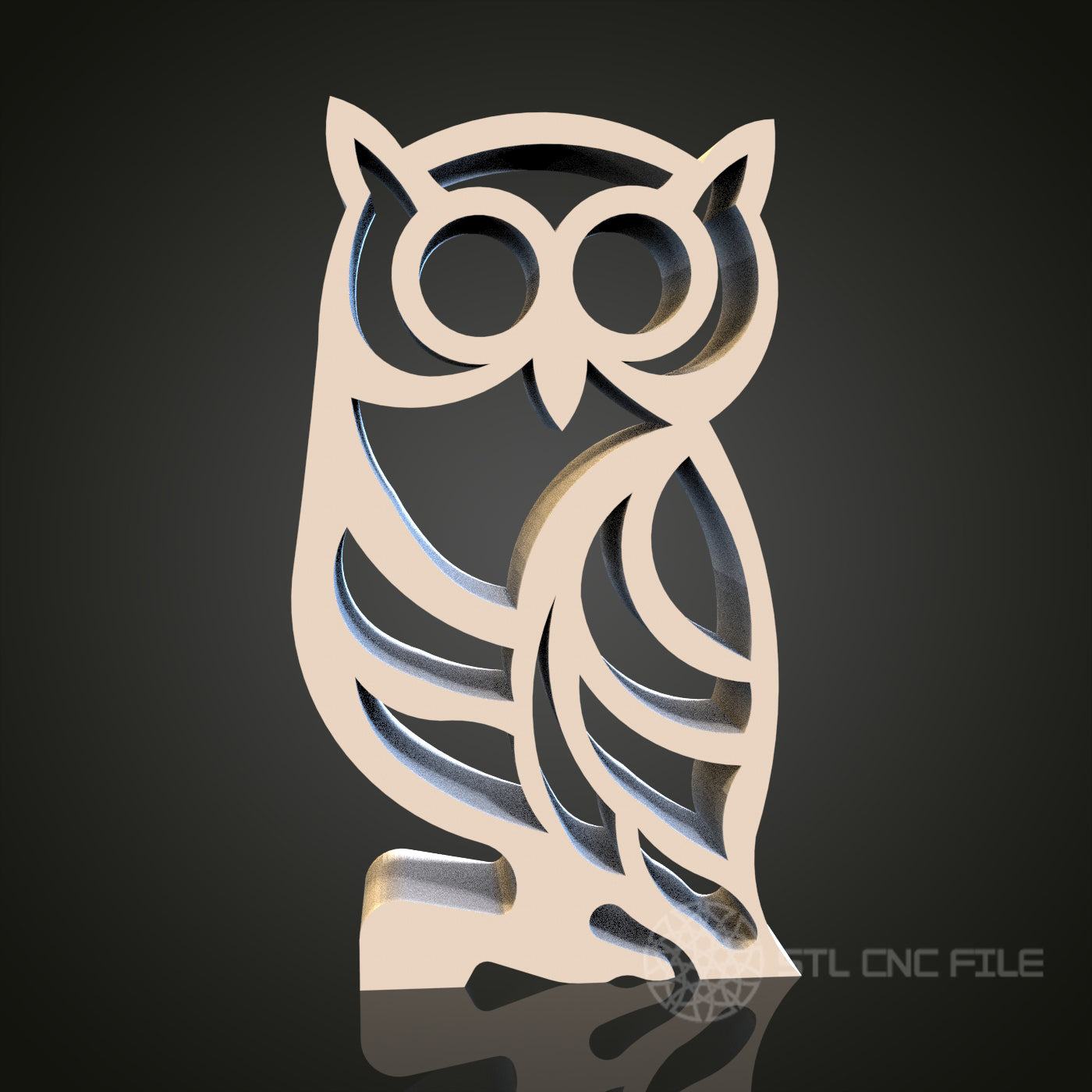 Stylized Owl Cutout Relief STL Model for CNC and 3D Printing, Artcam, Aspire, Wall Decor
