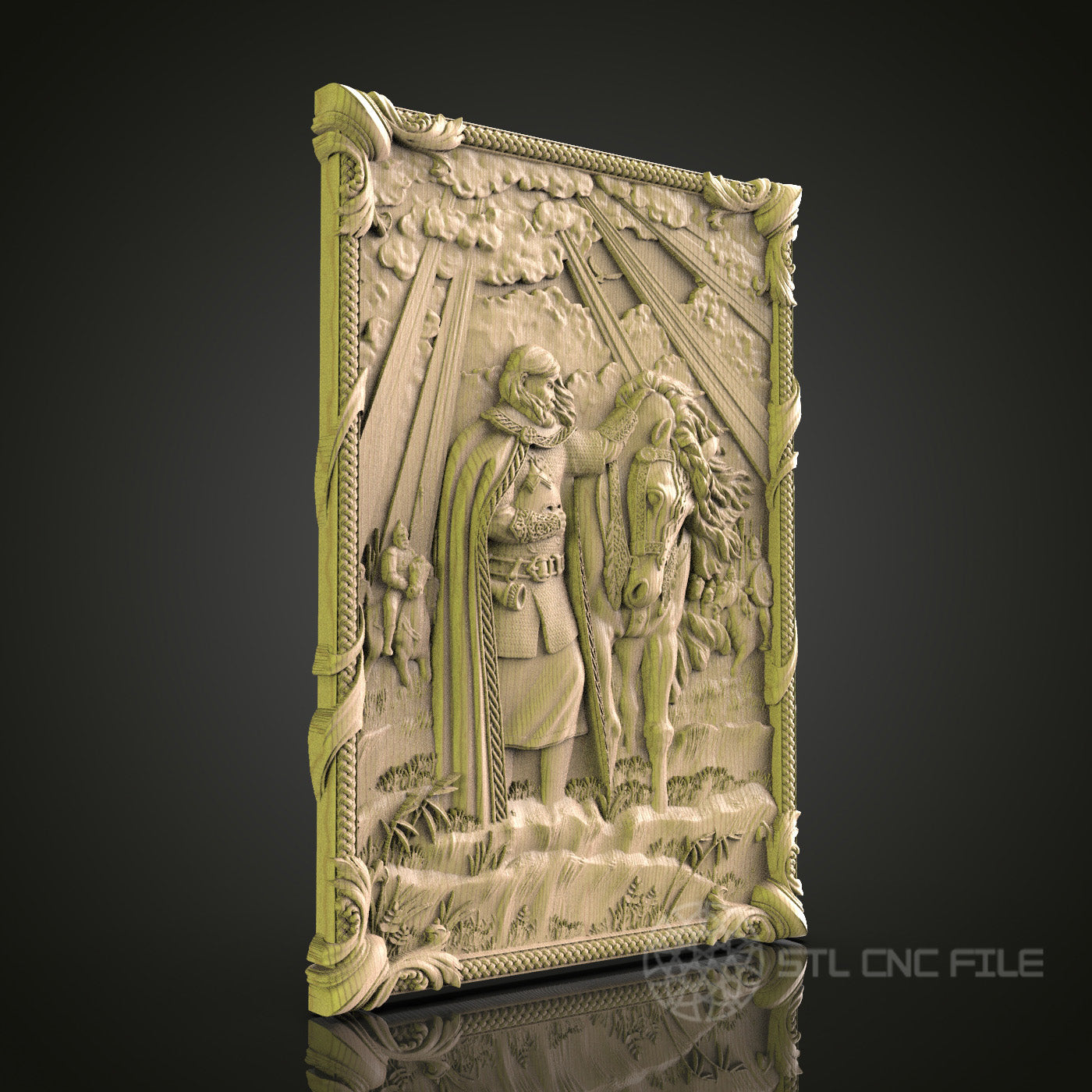 Knight and Maiden 3D CNC Router Engraver File, STL Model for Artcam Aspire, Wood Wall Decor