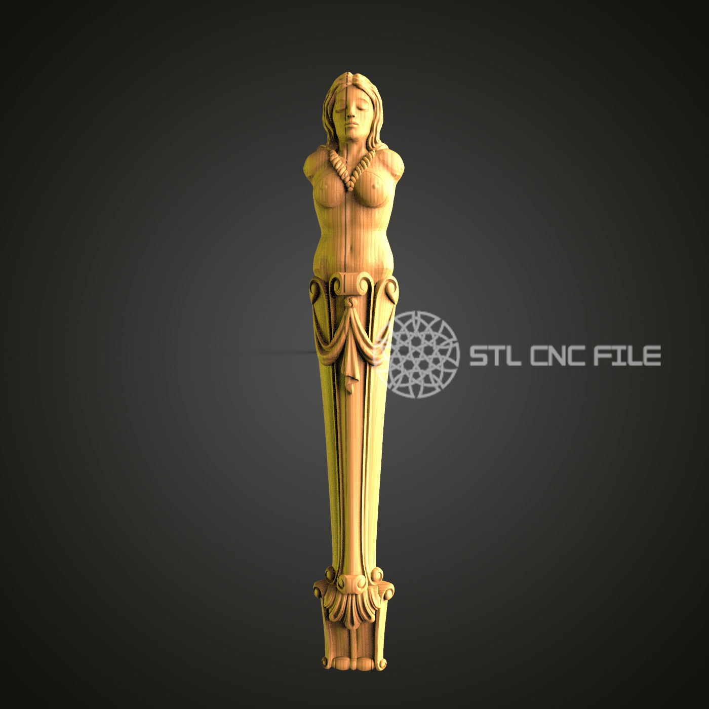 Elegant Wooden Lady Sculpture - CNC STL File for 3D Printing, Artcam, Aspire - Home Decor
