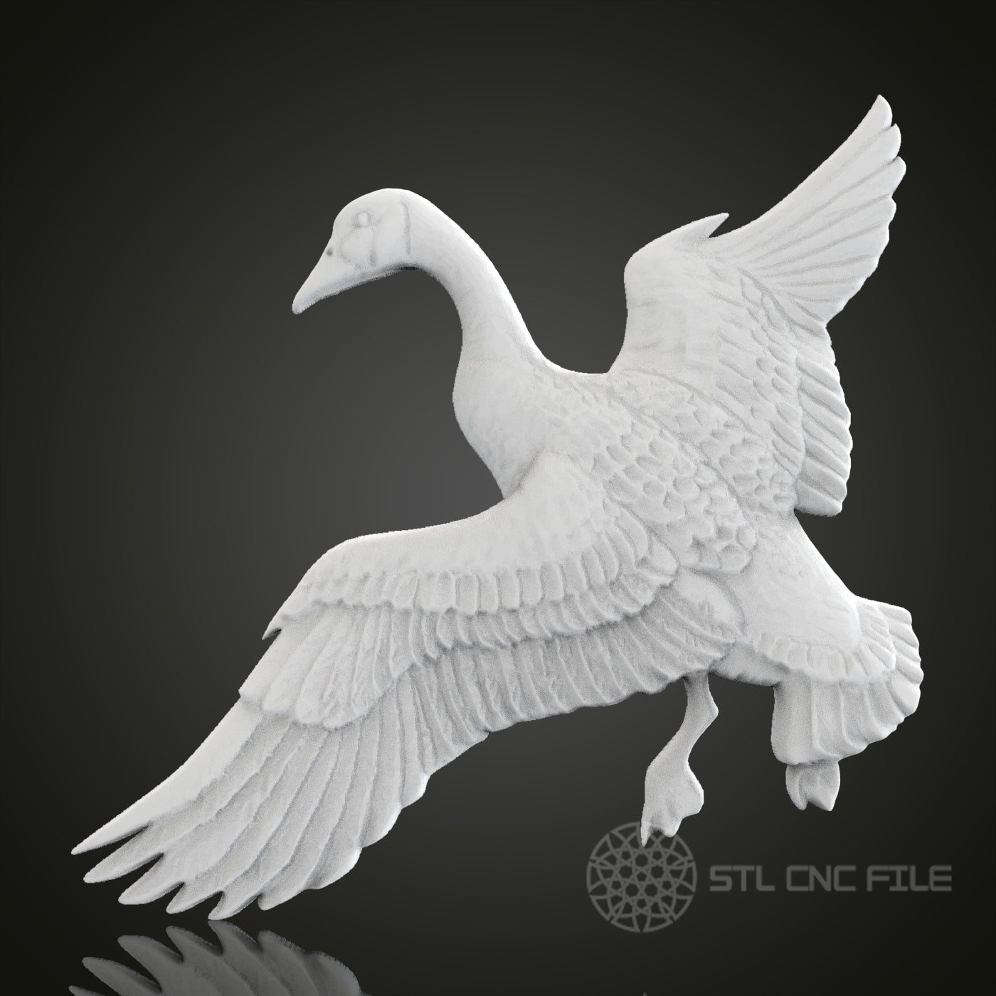 Graceful Swan 3D STL Model for CNC Router Engraver, Artcam, Aspire, CNC Files, Wood Art Wall Decor, 3D Printer