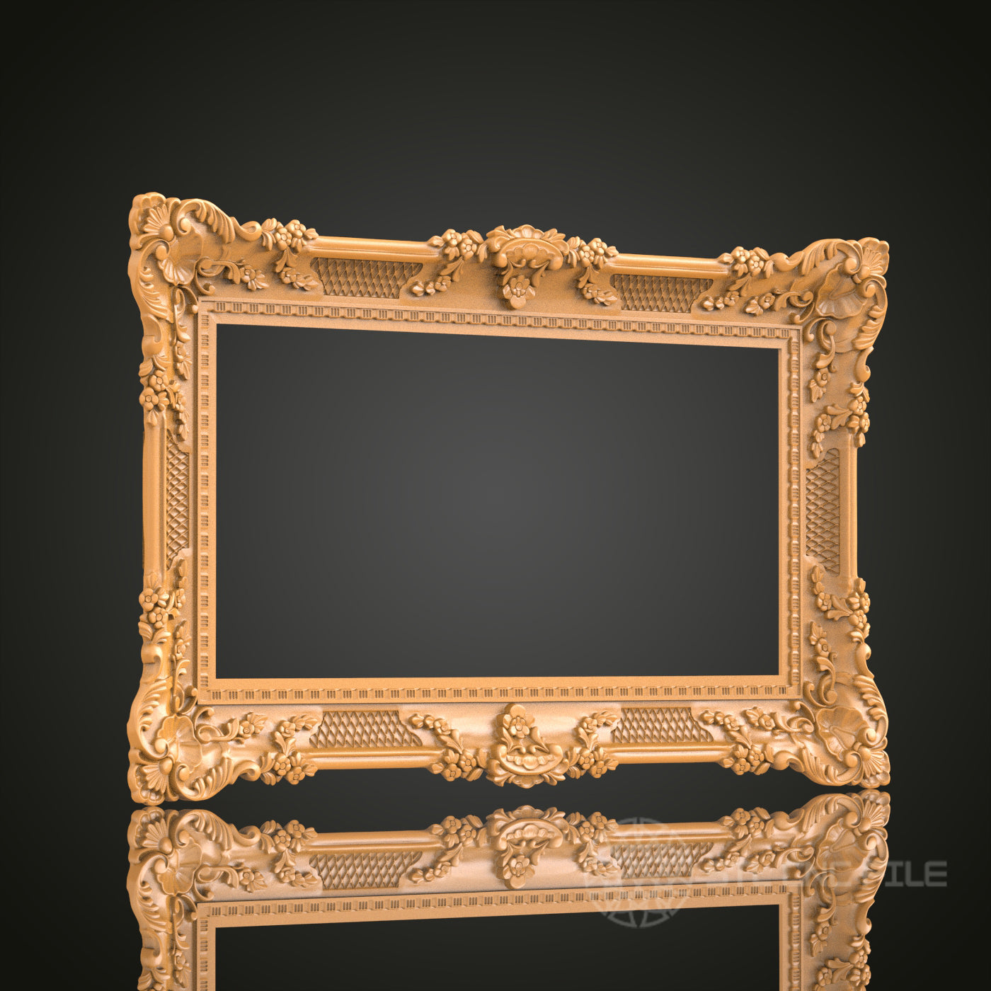 Exquisite Baroque Style Rectangular Frame STL Model for CNC Router Engraver and 3D Printer - Wall Decor
