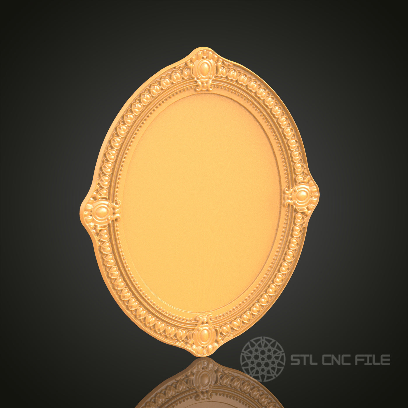 Ornate Oval 3D Frame STL Model for CNC Router Engraver | Artcam, Aspire | Wood Art Decor | 3D Printer Ready