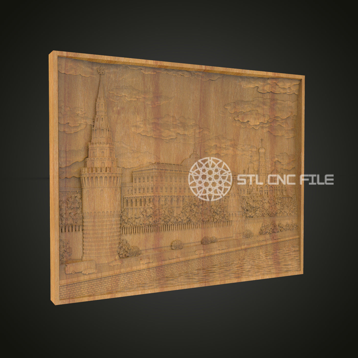 Architectural Landmark STL Model for CNC - Detailed Cityscape Wood Carving Design