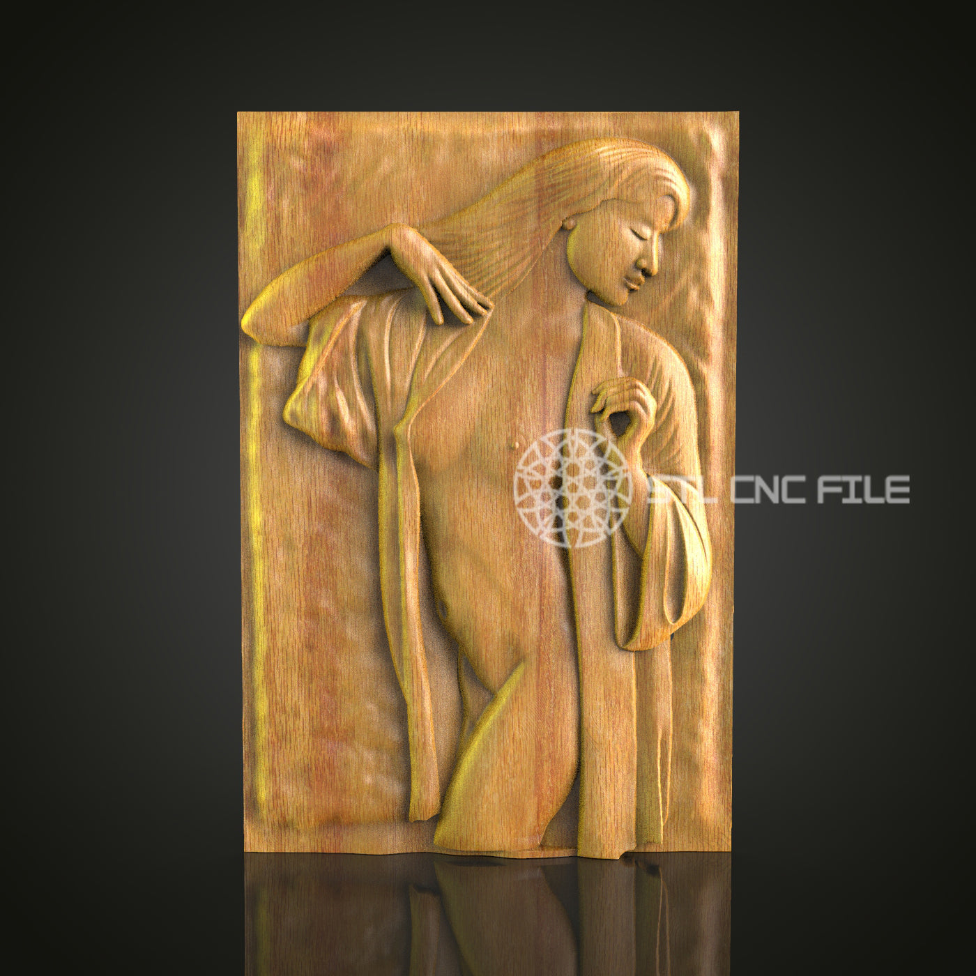 Elegant 3D Carved Woman Relief STL File for CNC and 3D Printing - Artistic Wall Decor, Digital Download