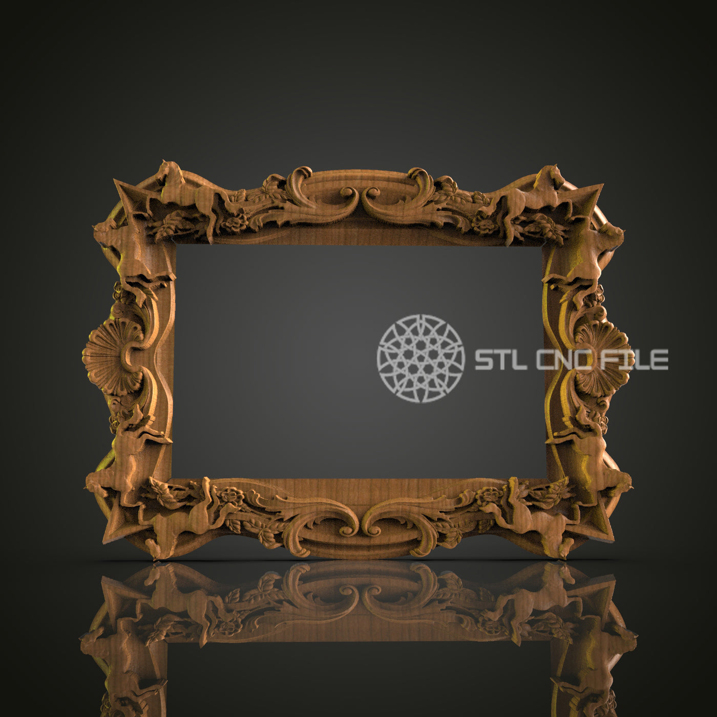Baroque Ornate 3D Frame STL Model for CNC Router Engraver - Artcam, Aspire, CNC Files, Wall Decor, 3D Printer