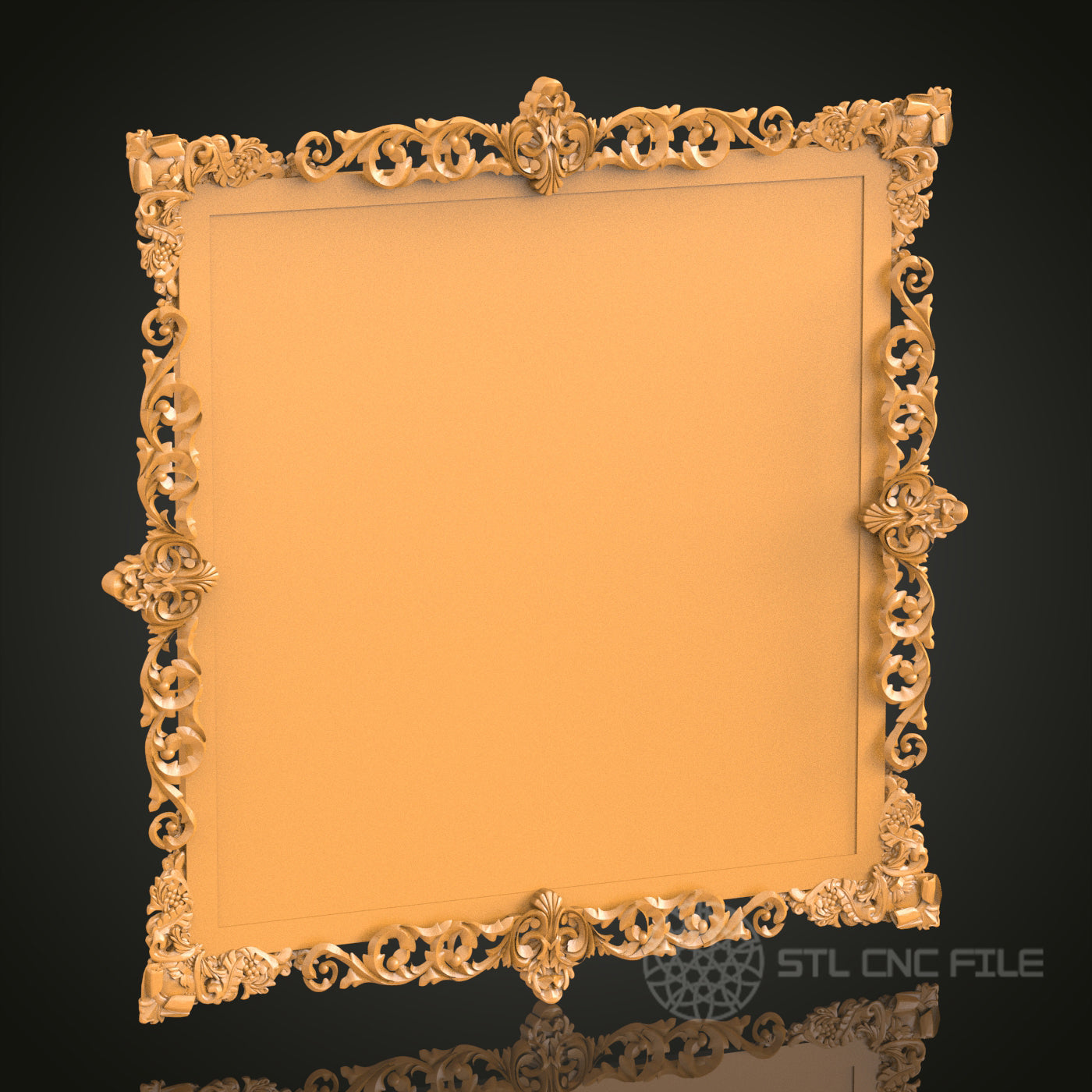 Elaborate Square Frame Design STL Model for CNC Router Engraver - Artcam, Aspire, CNC Files, 3D Printer Compatible, Wall Decor