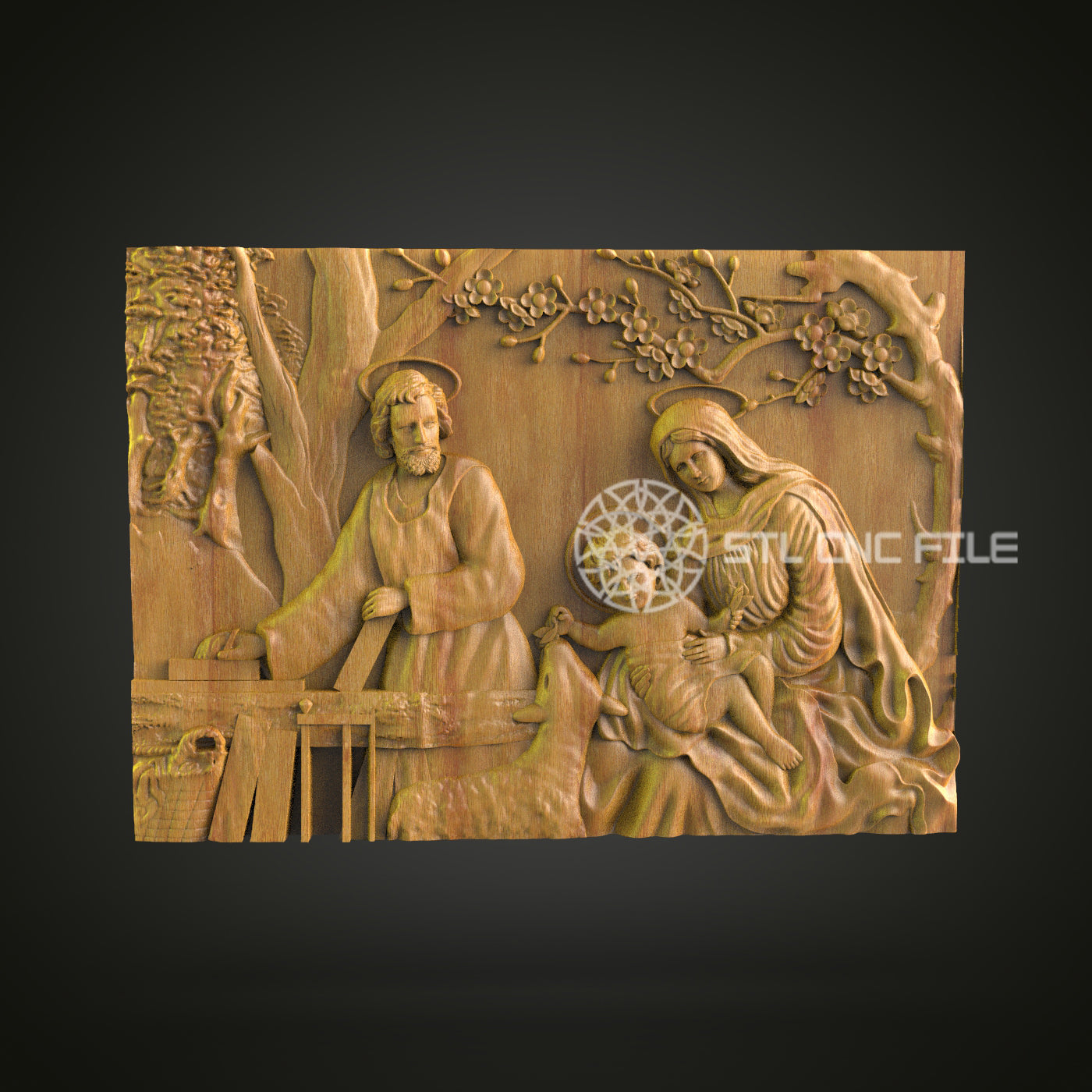 Nativity Scene CNC Router Engraved Wood Panel - Spiritual Christmas Decor for Home and Worship Spaces