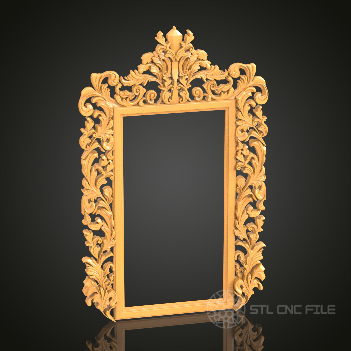 Intricate Floral 3D Frame STL Model for CNC Router Engraver, Artcam, Aspire, Wood Decor, 3D Printer File