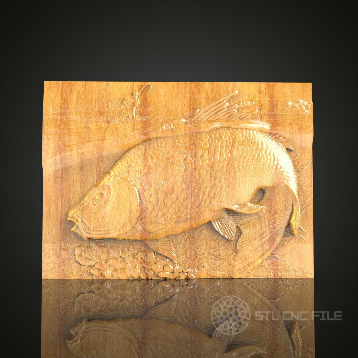 Realistic Fish 3D STL Model for CNC Router - Detailed Wood Wall Art, Digital CNC Files for Artcam, Aspire
