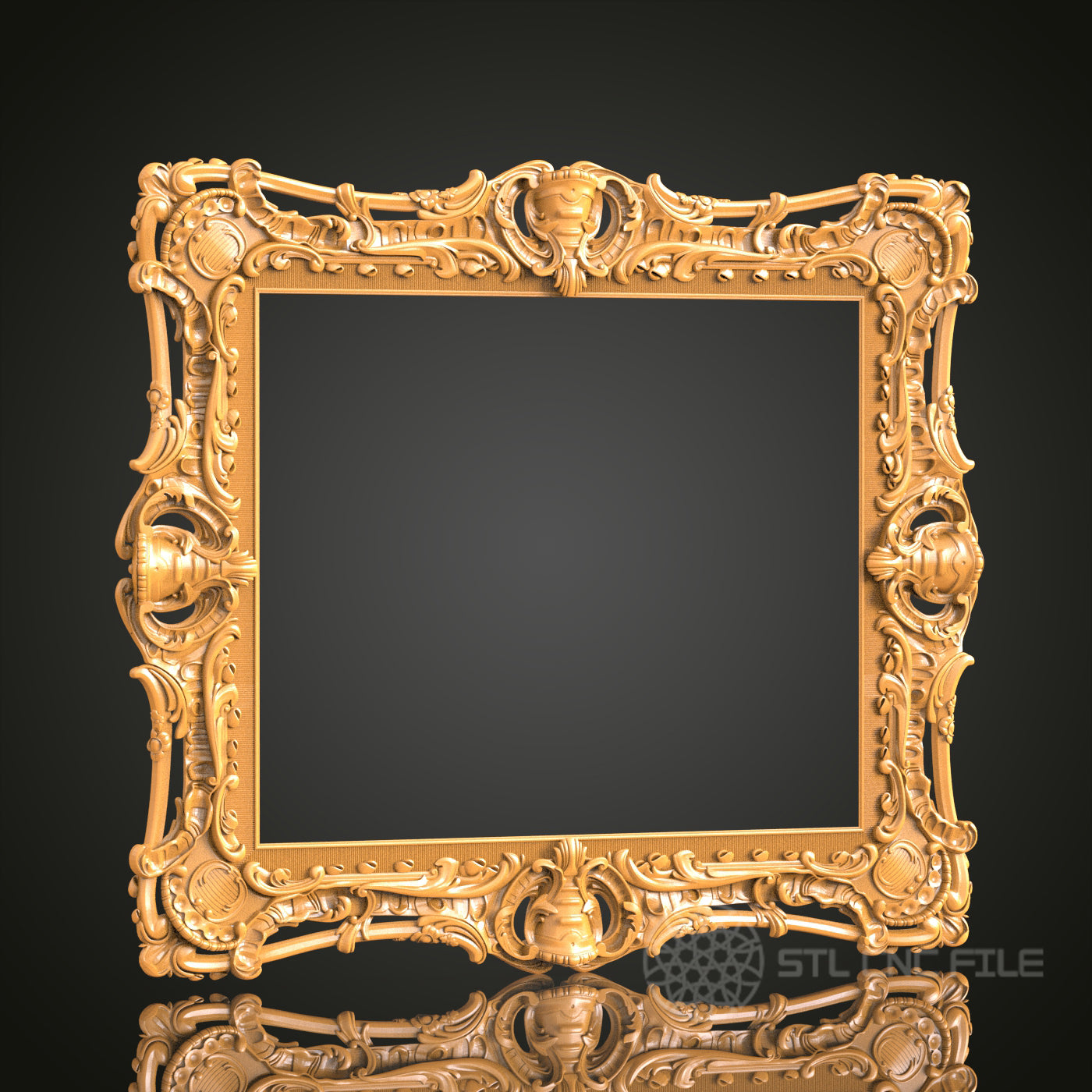 Baroque Square Frame STL Model - Exquisite Decor for CNC & 3D Printing, Luxurious Wall Art