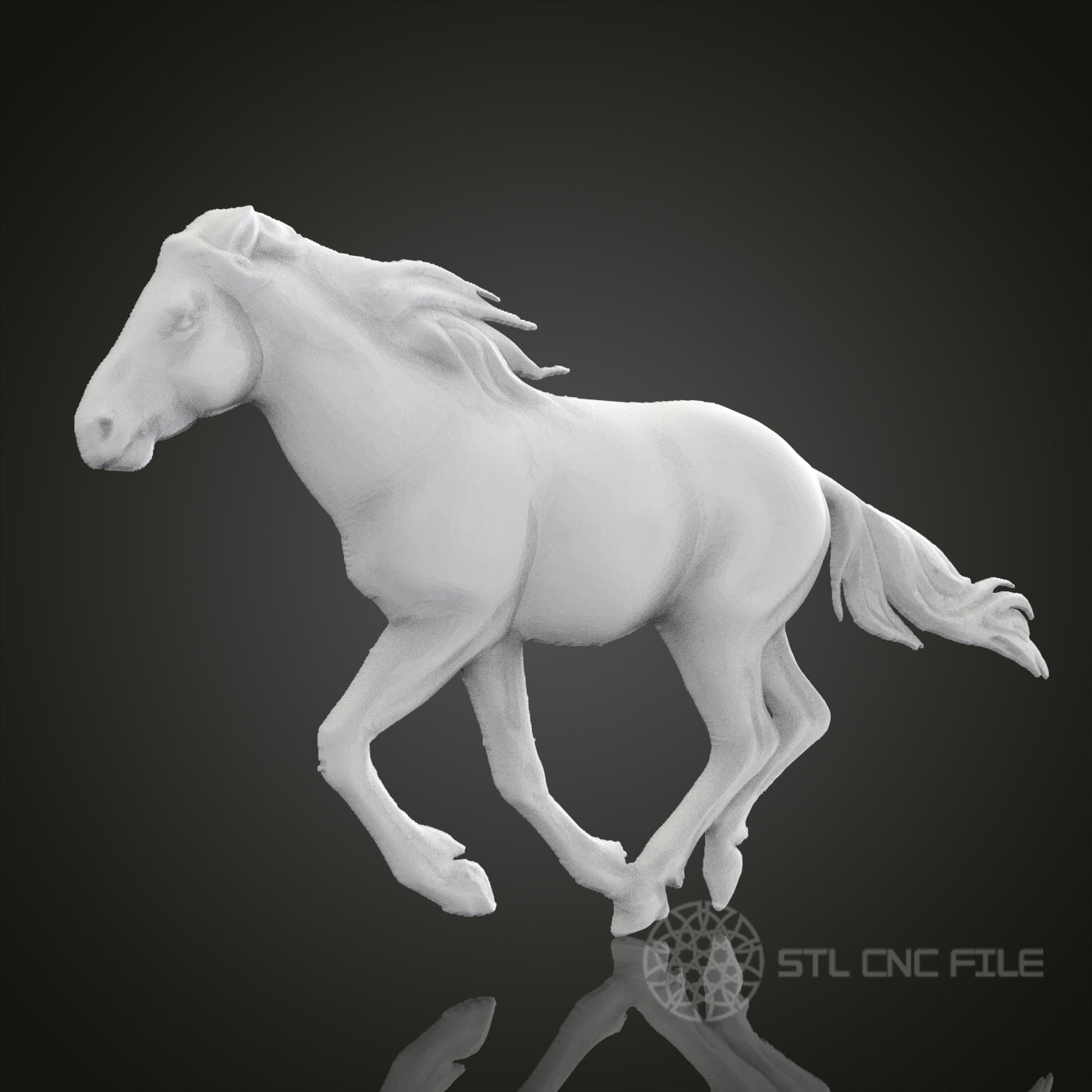 Running Horse 3D Relief Art for CNC Router, Artcam, Aspire, Wall Decor, STL Model, Compatible with 3D Printers