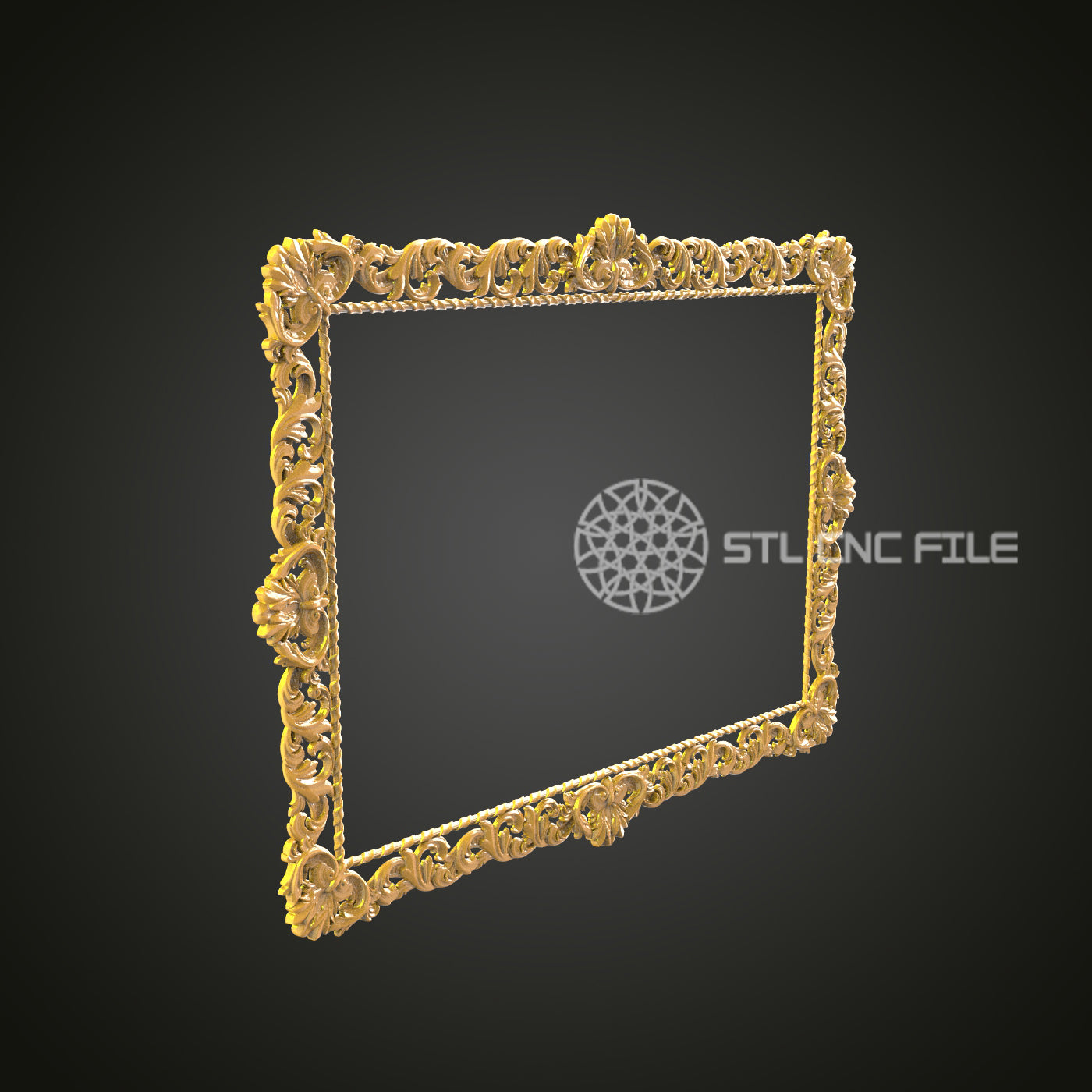 Luxurious Floral Ornate Frame STL File for CNC, Detailed Carving Design for Artcam, Aspire