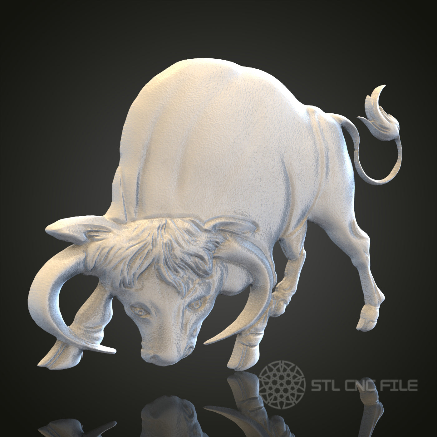 Powerful Bull Sculpture STL Model for CNC Router Engraver, Artcam, Aspire, Wood Art Wall Decor