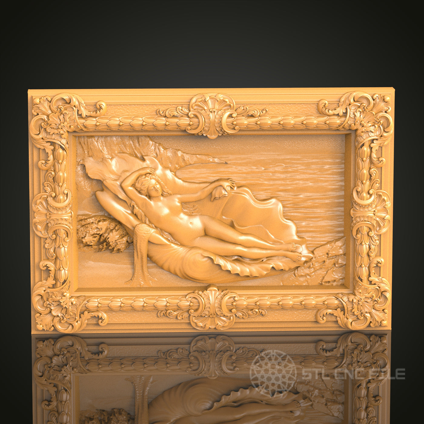 Classic Nude in Baroque Frame STL Model, CNC Router Engraving File, Ideal for Luxurious Decor