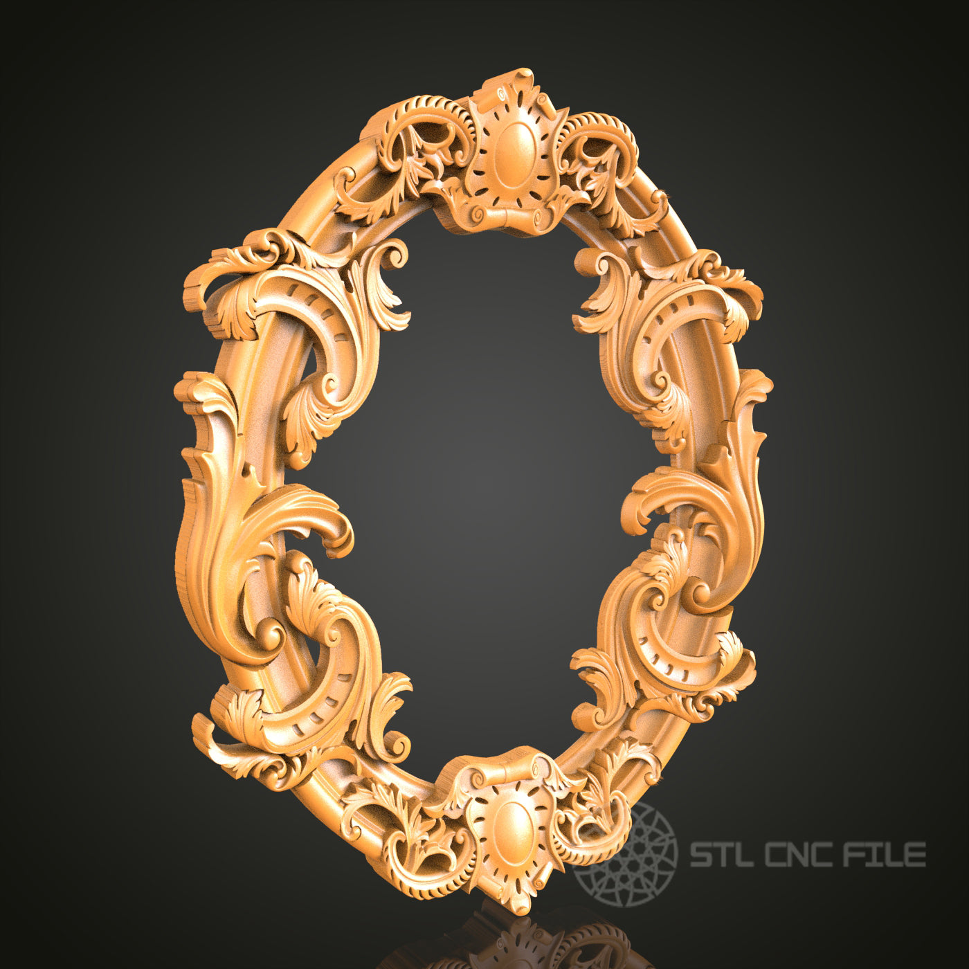 Baroque Oval Frame STL Model for CNC Router Engraver, Artcam, Aspire - Wood Wall Decor, 3D Printer