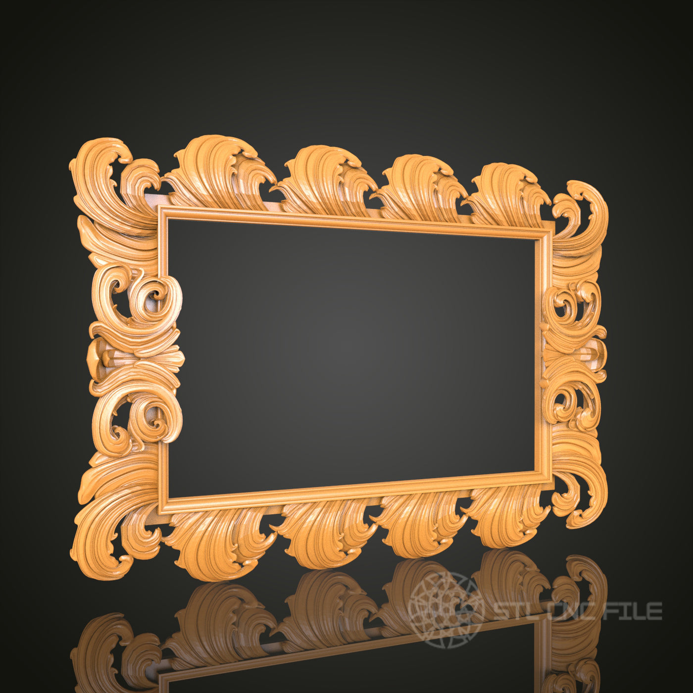 Baroque Ornate Decorative Frame STL Model for CNC Router Engraver, 3D Printer, Wall Art Decor