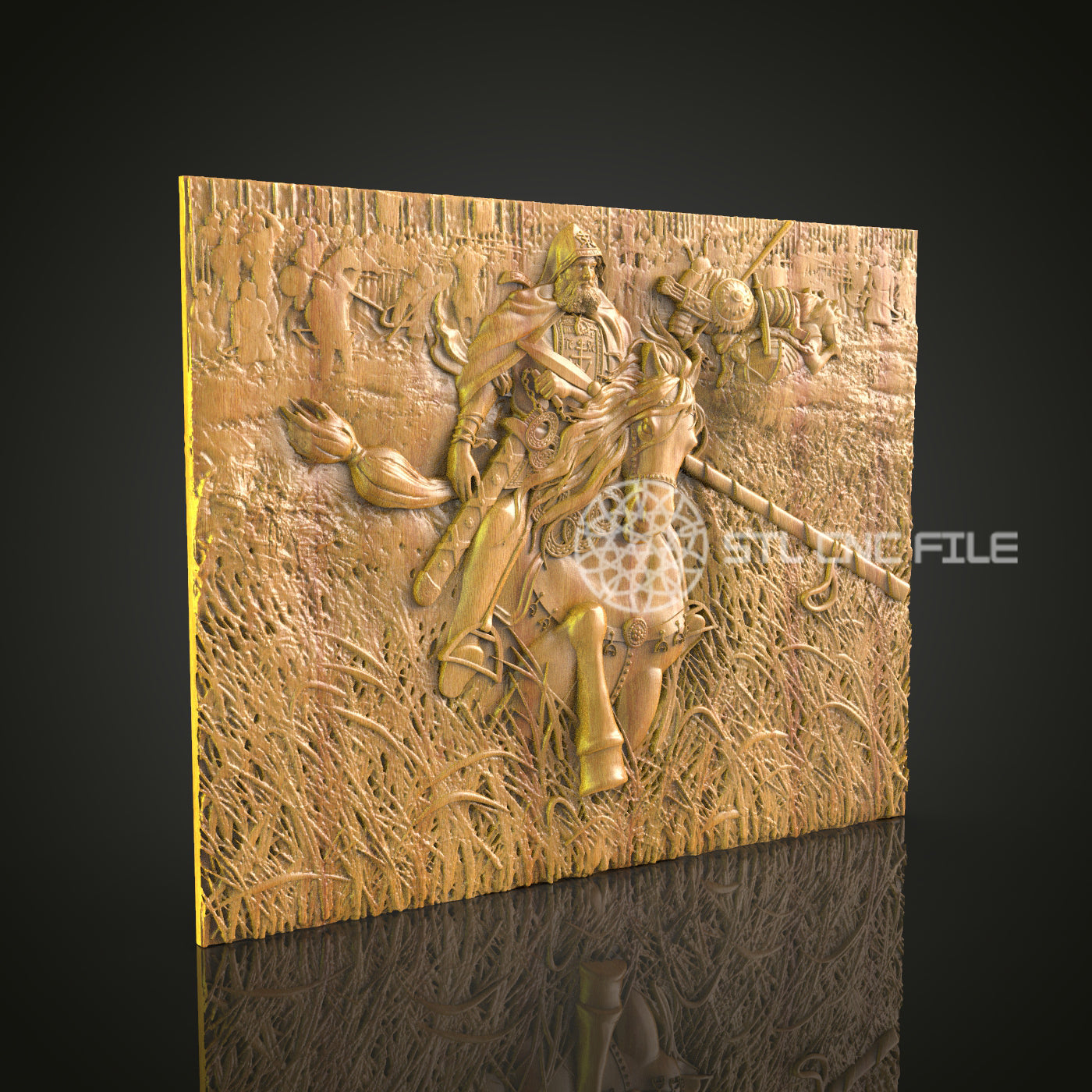 Dynamic Historical Battle Scene CNC Router Engraved Wood Panel - Intricate Artwork for Wall Decor & Collectors
