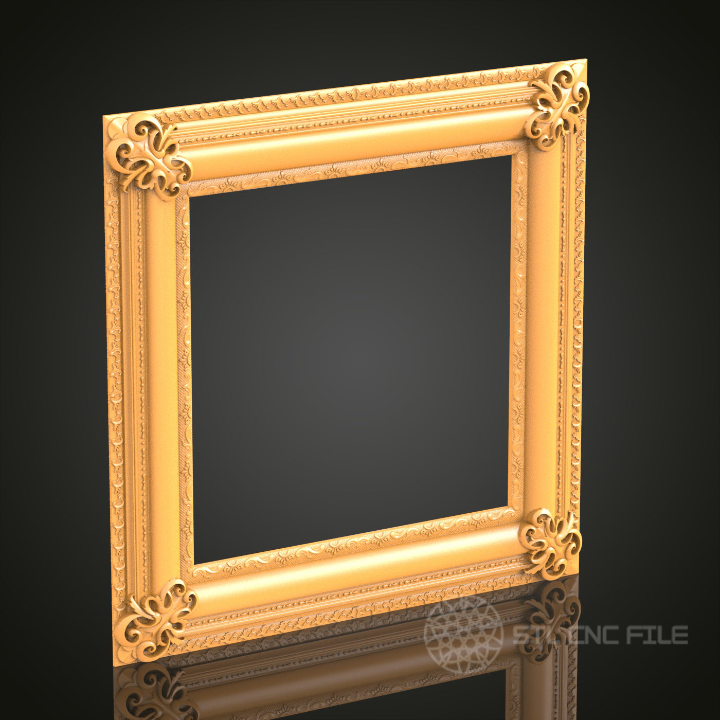 Elegant Ornate Square Frame 3D STL Model for CNC Router Engraver, Artcam, Aspire, Wood Decor, 3D Printer File