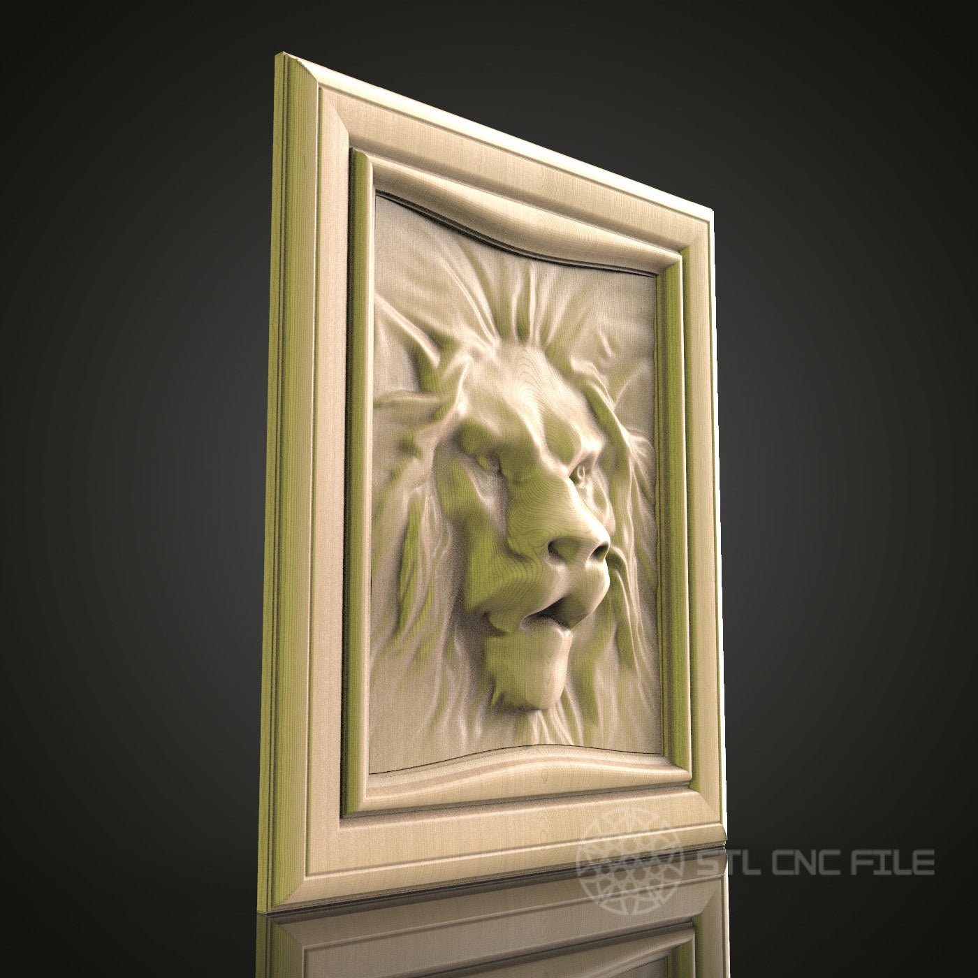 Majestic CNC Engraved Lion Head Wood Panel - STL Model for 3D Printer & CNC Router