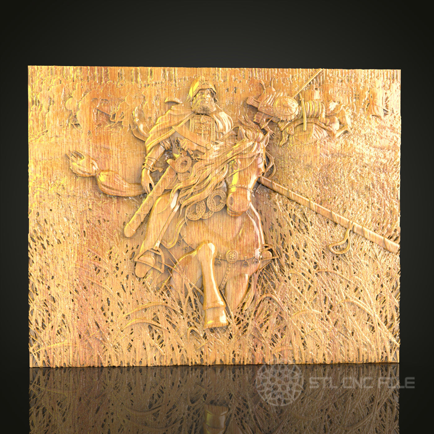 Viking Warrior Battle Scene 3D Relief Model for CNC – Historical Art, Wood Carving File