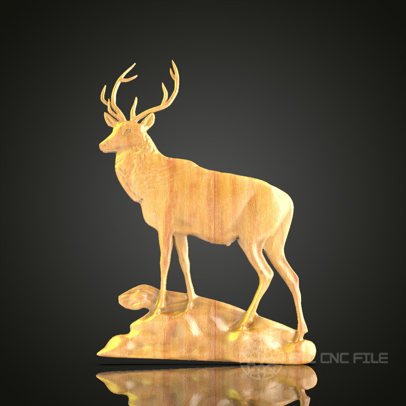 Standing Elk STL File for CNC, Serene Wildlife Wood Carving, Elegant Animal Art, Router Engraving, Nature Decor