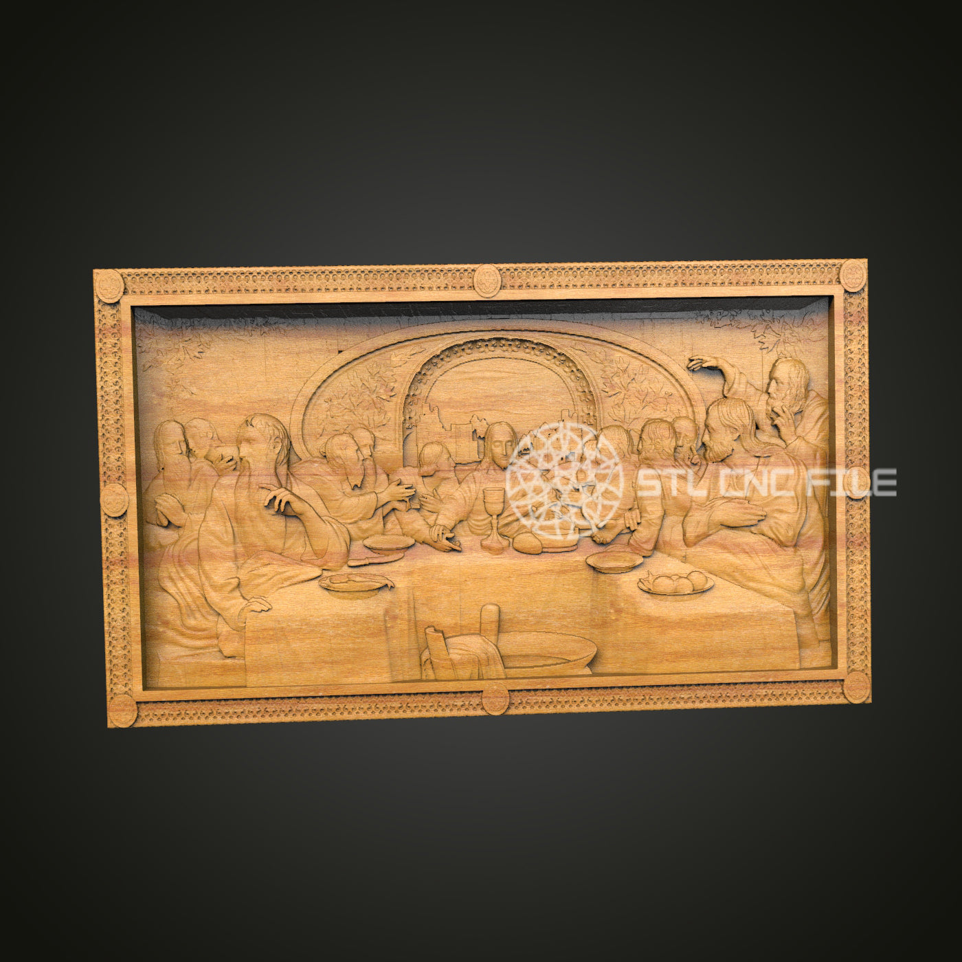 Last Supper CNC Router Engraved Wood Panel - Religious Wall Art for Spiritual and Home Decor