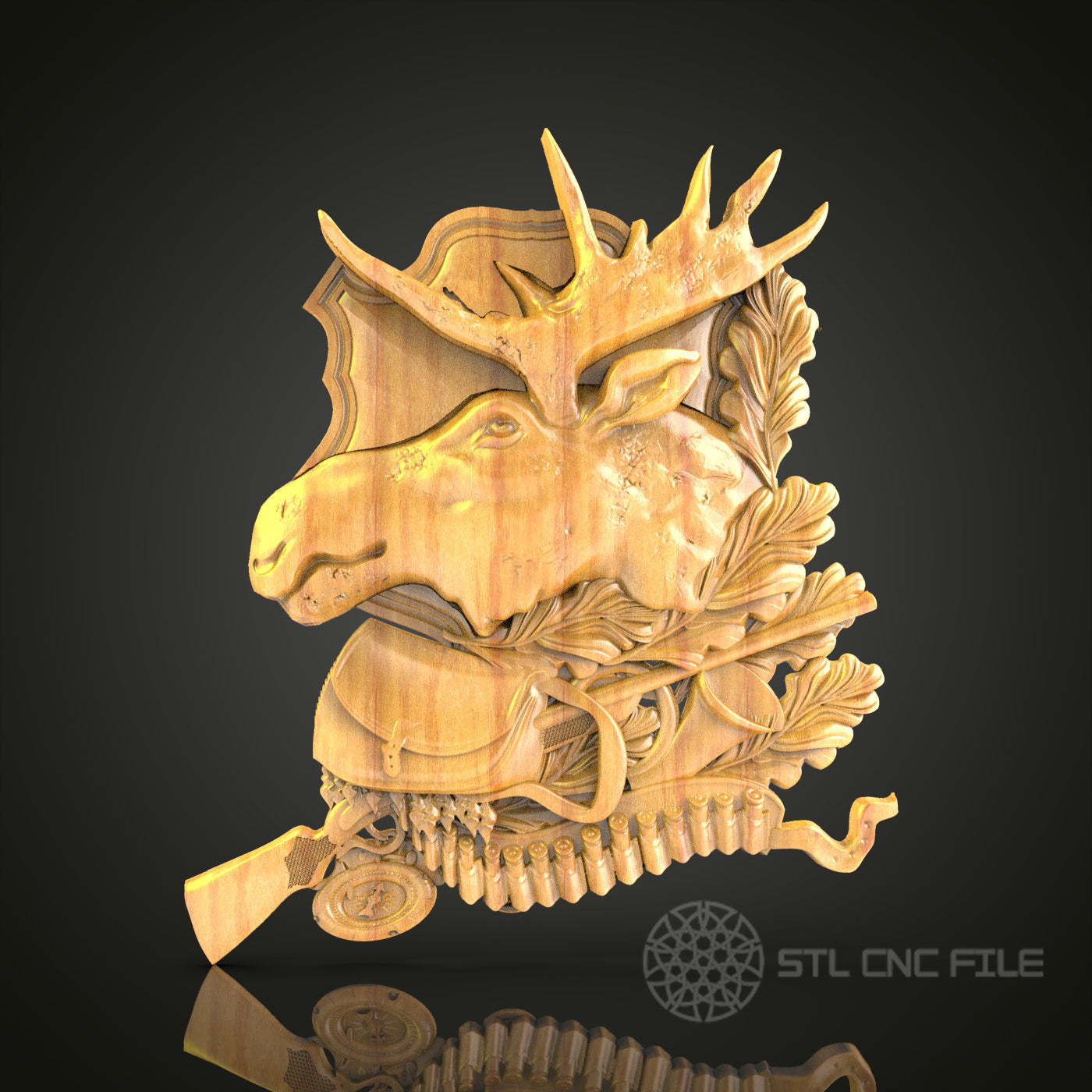 3D Moose Wall Art CNC Router File - STL Model for Wood, Artcam Aspire, CNC Engraver