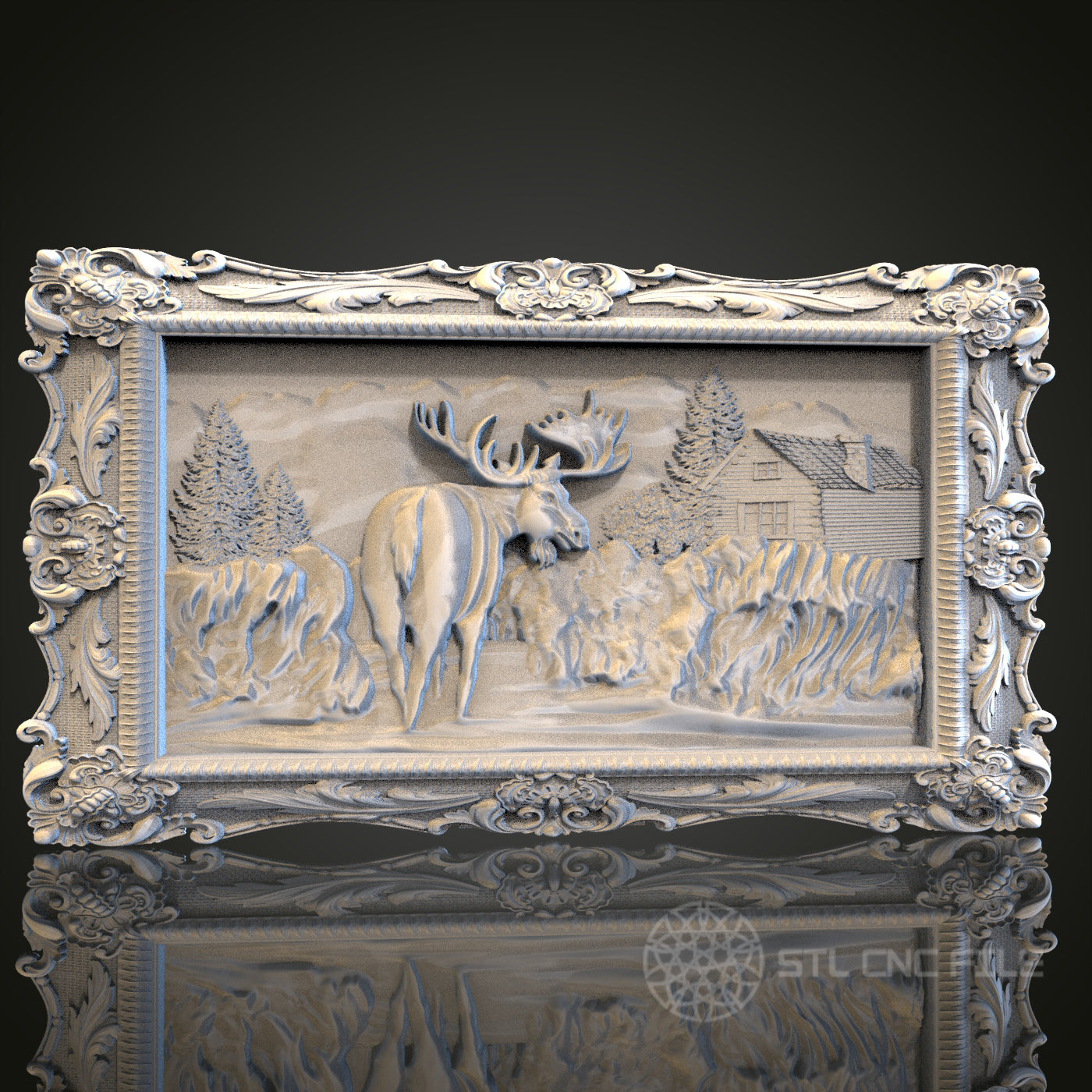 Forest Maiden Relief STL Model for CNC Router Engraver, Artcam, Aspire, WRustic Moose Relief STL Model for CNC Router Engraver, Artcam, Aspire, Wood Wall Decor, 3D Printerood Wall Decor, 3D Printer (Copie)