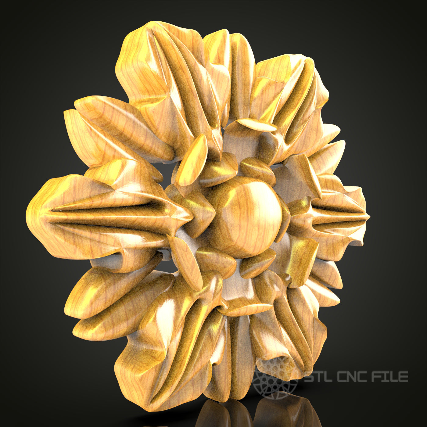 Dynamic Pine Cone CNC Router STL Model - Detailed Nature-Inspired Carving