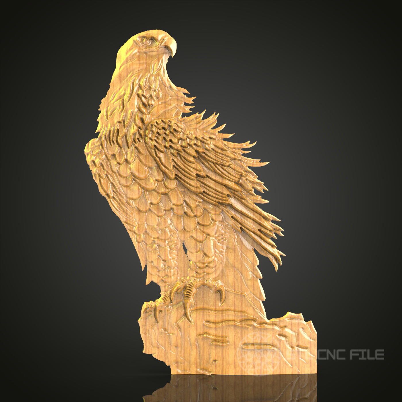 Majestic Eagle 3D STL Model for CNC Carving - Bird Art, Wood Engraving, CNC Files, Wall Decor, Wildlife Sculpture