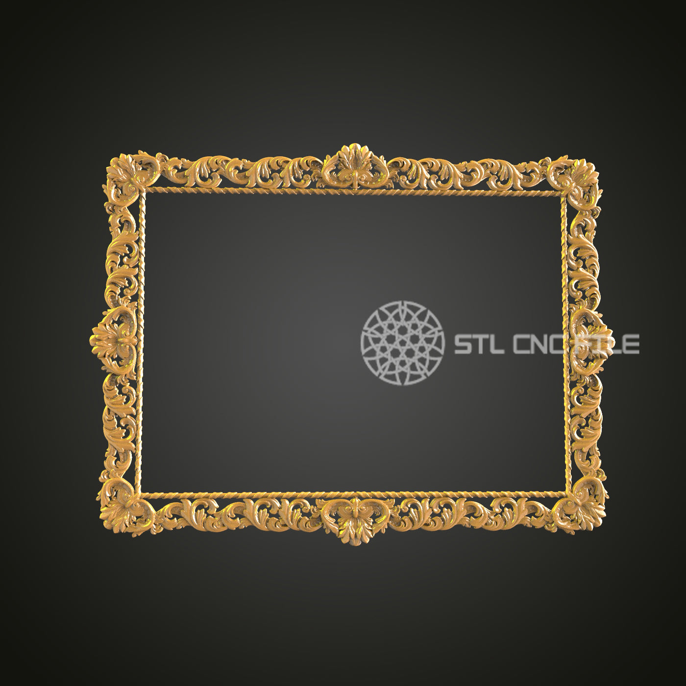 Luxurious Floral Ornate Frame STL File for CNC, Detailed Carving Design for Artcam, Aspire