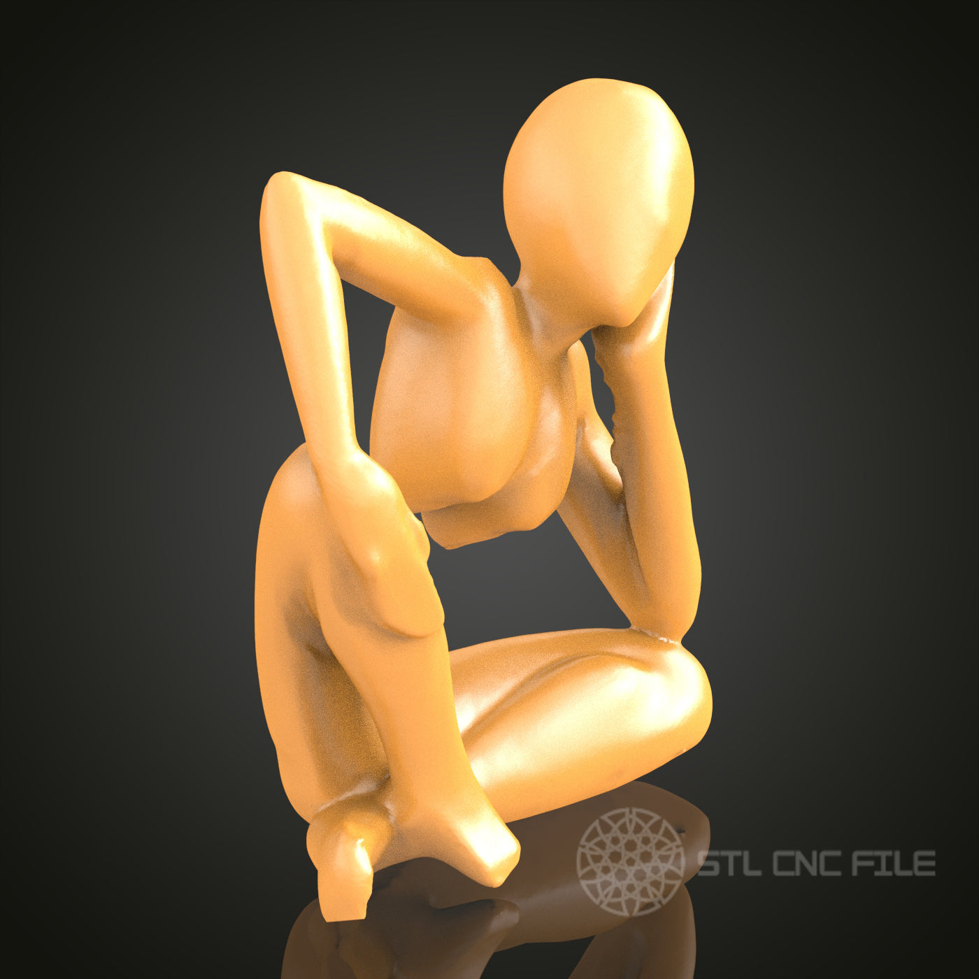 Abstract Thinker Figure STL Model for CNC Router Engraver, Artcam, Aspire, 3D Printer, Wall Decor
