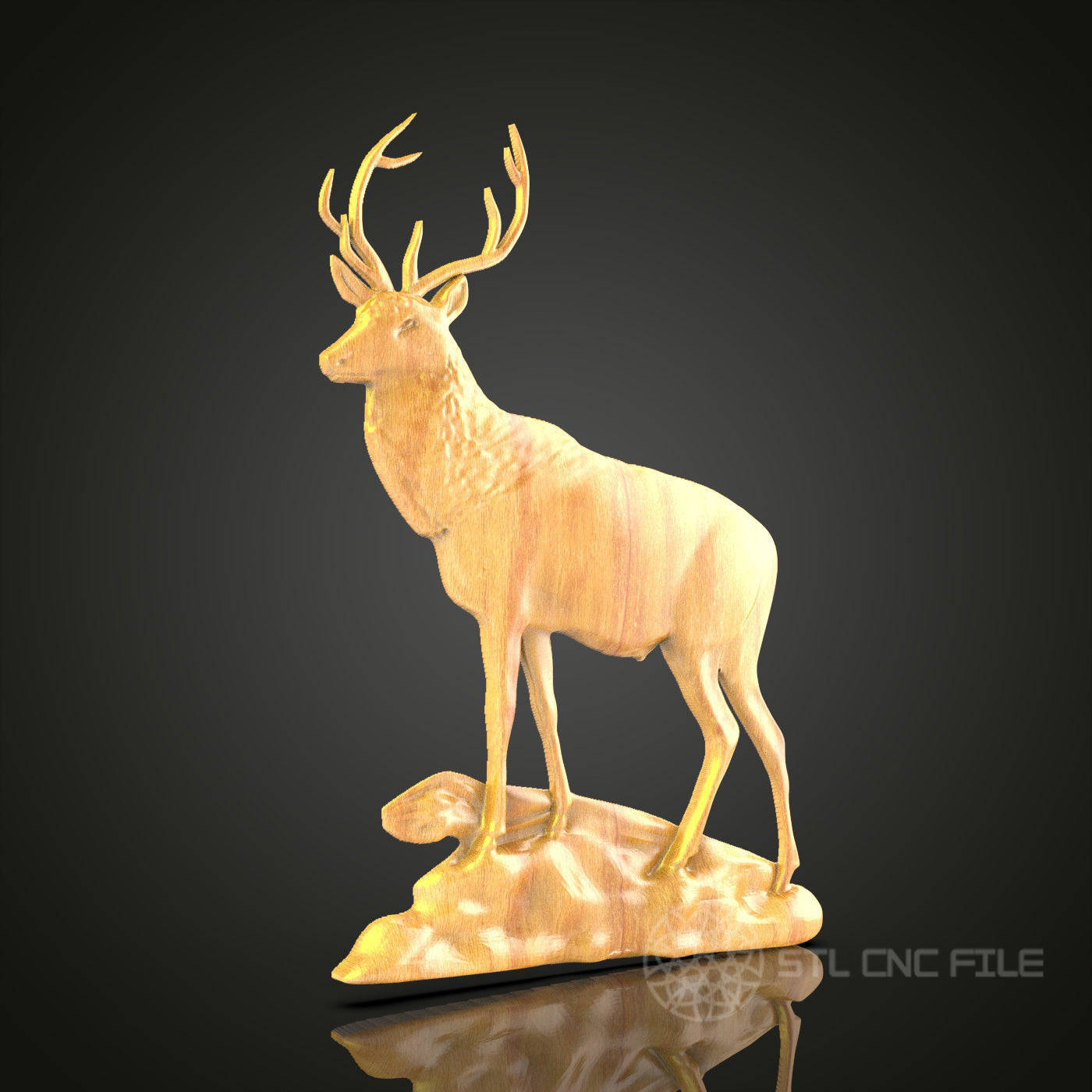 Standing Elk STL File for CNC, Serene Wildlife Wood Carving, Elegant Animal Art, Router Engraving, Nature Decor