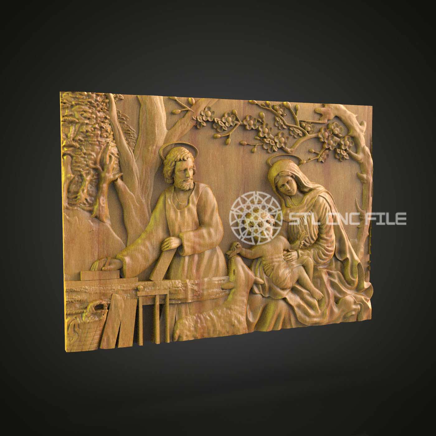 Nativity Scene CNC Router Engraved Wood Panel - Spiritual Christmas Decor for Home and Worship Spaces