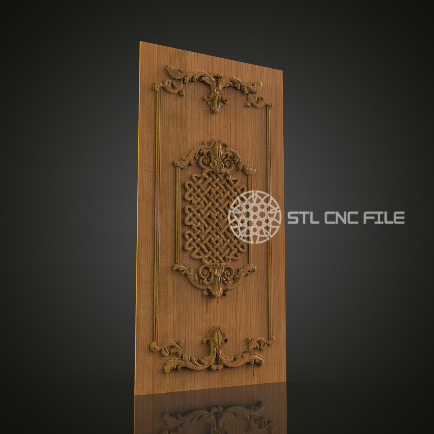 Intricate 3D Carved Ornate Door Panel STL File for CNC and 3D Printing - Decorative Relief Art, Home Decor, Digital Download