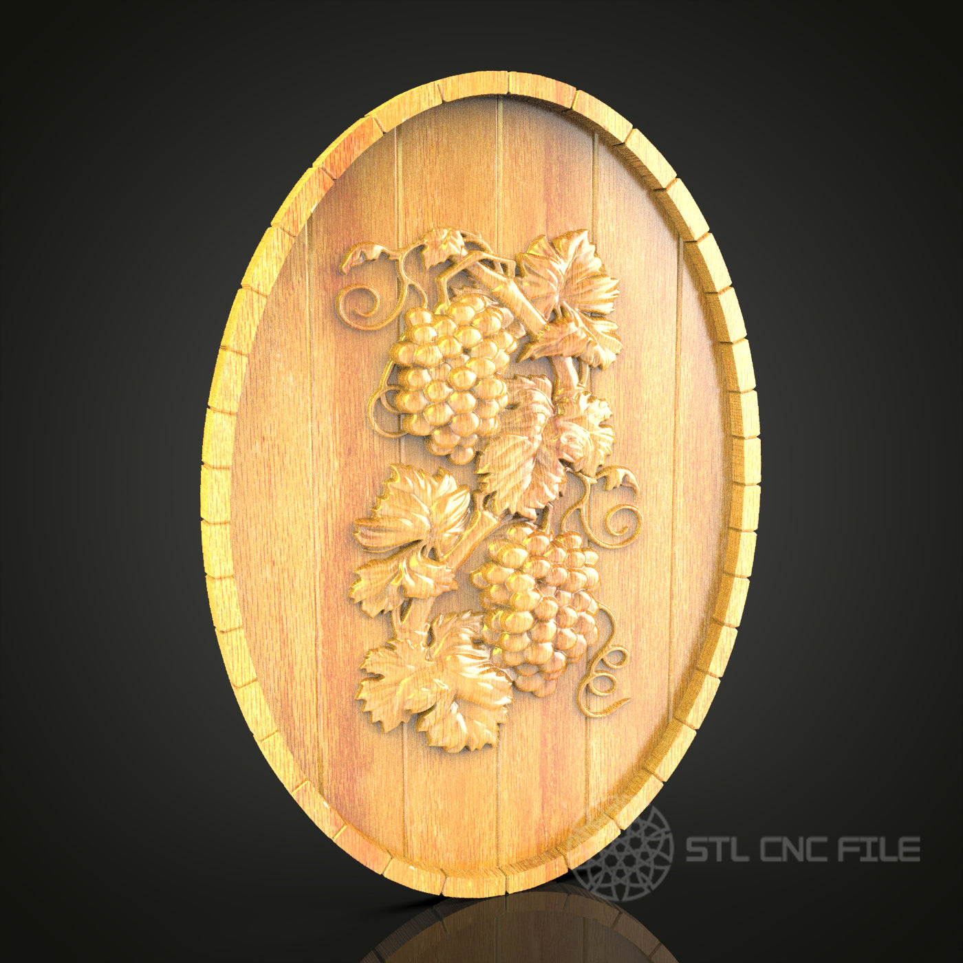 Vineyard Grape Cluster Wall Art - 3D STL File for CNC Wood Carving