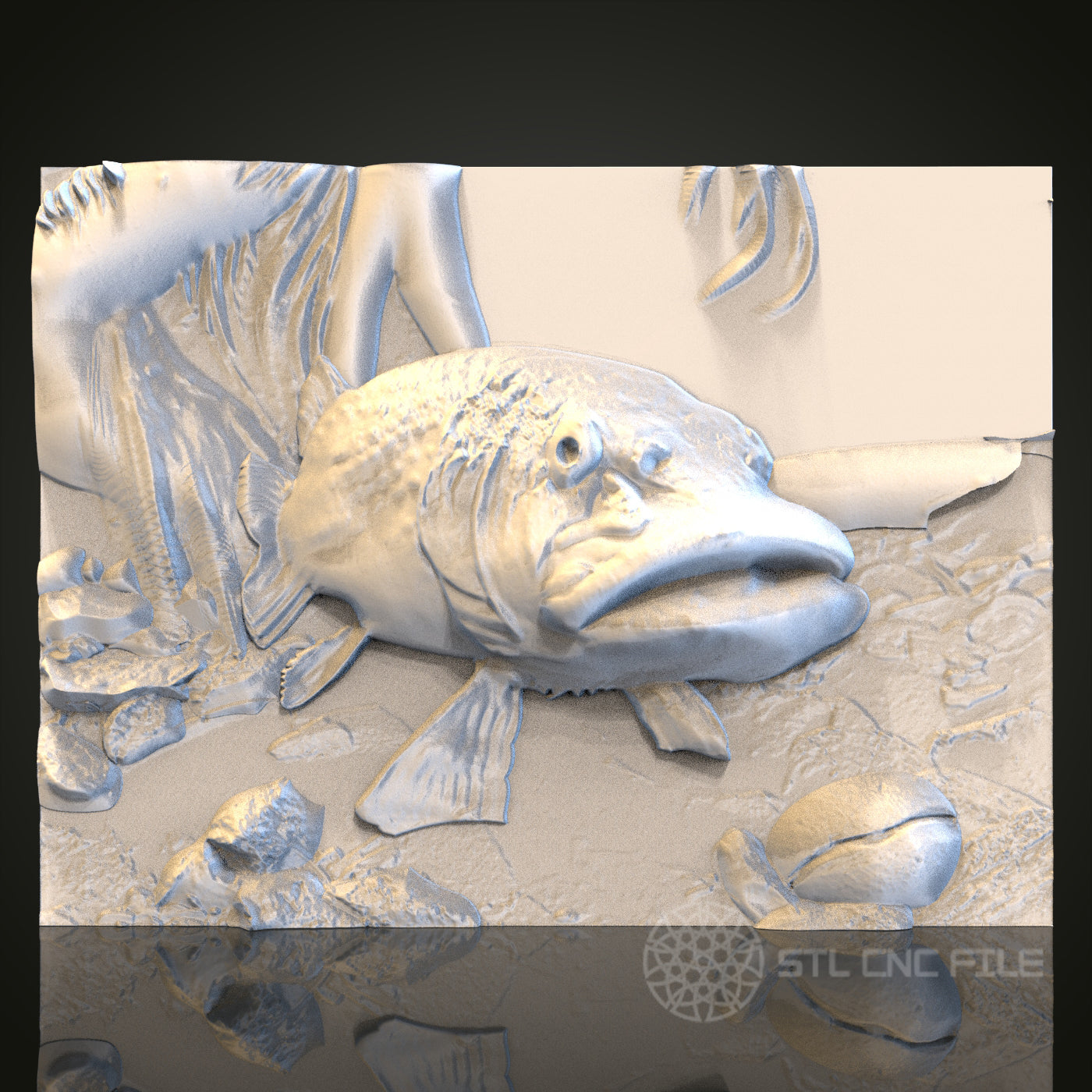 Largemouth Bass 3D STL File, CNC and 3D Printer Model, Fishing Art, Artcam Aspire, Nature Wall Decor