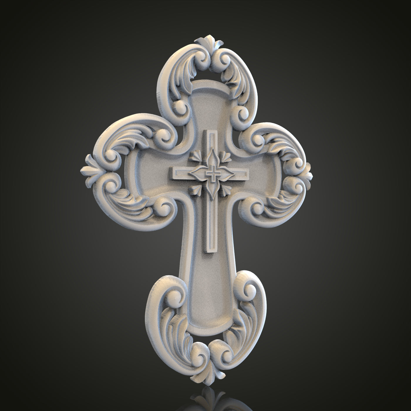 Ornate Cross Relief STL Model for CNC Router Engraver, Artcam, Aspire, Wood, Wall Decor