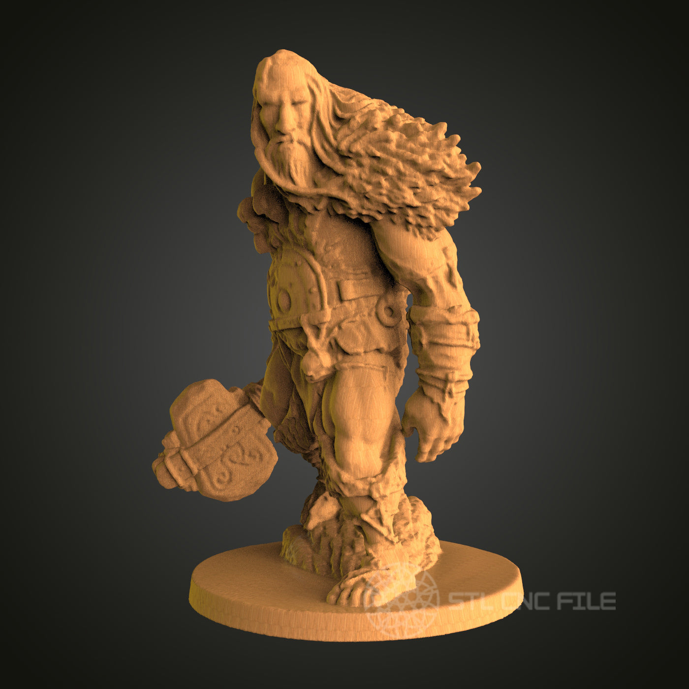 Fierce Warrior Relief - STL Model for CNC Router Engraver - Artcam, Aspire Compatible - Wood Art, Wall Decor, 3D Printer Ready