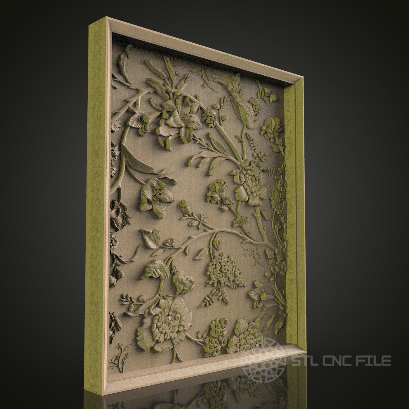 Intricate Floral Panel - STL File for CNC and 3D Printing