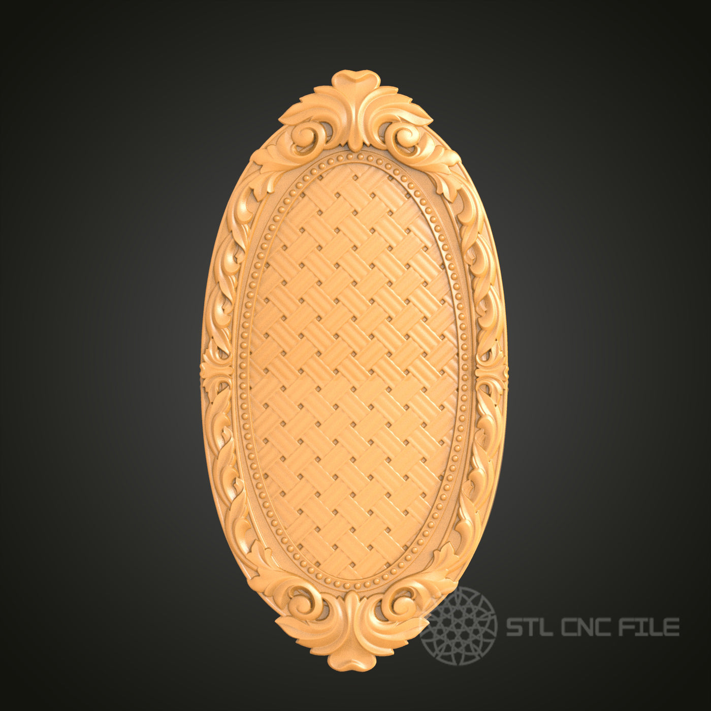 Intricate Oval Woven Frame Design STL Model for CNC Router Engraver - Artcam, Aspire, CNC Files, 3D Printer Compatible, Wall Decor