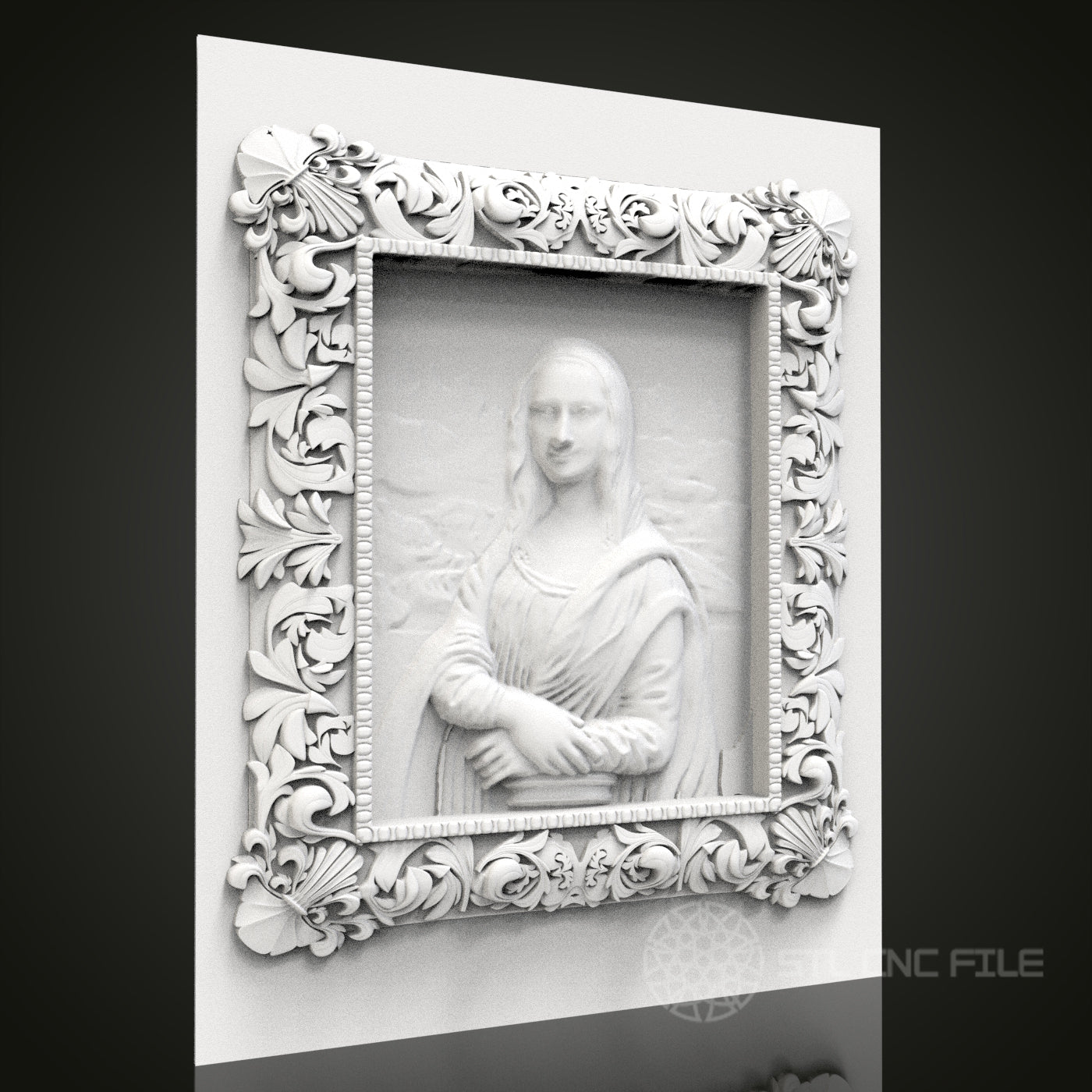 Mona Lisa Elegance - 3D CNC Engraved Wood Panel, Artcam Aspire STL Model for CNC Router, Classic Art Reproduction