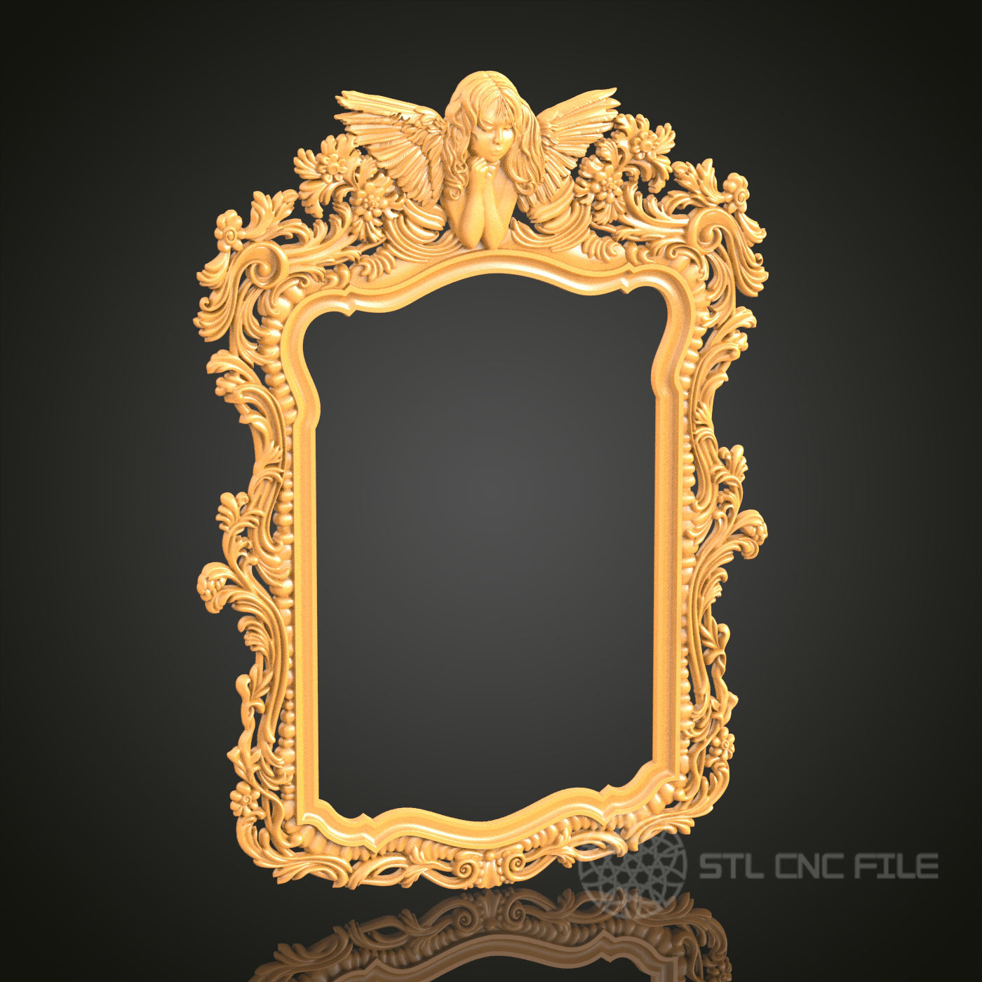 Angel Ornate Frame STL Model for CNC Router Engraver, Artcam, Aspire, Wood Art, Wall Decor, 3D Printer